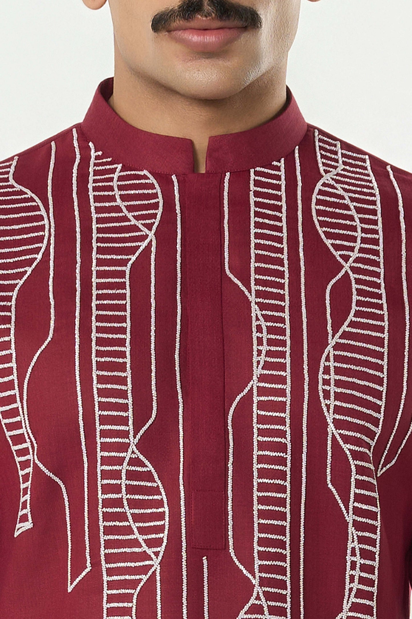 Grill Grid Kurta - Maroon