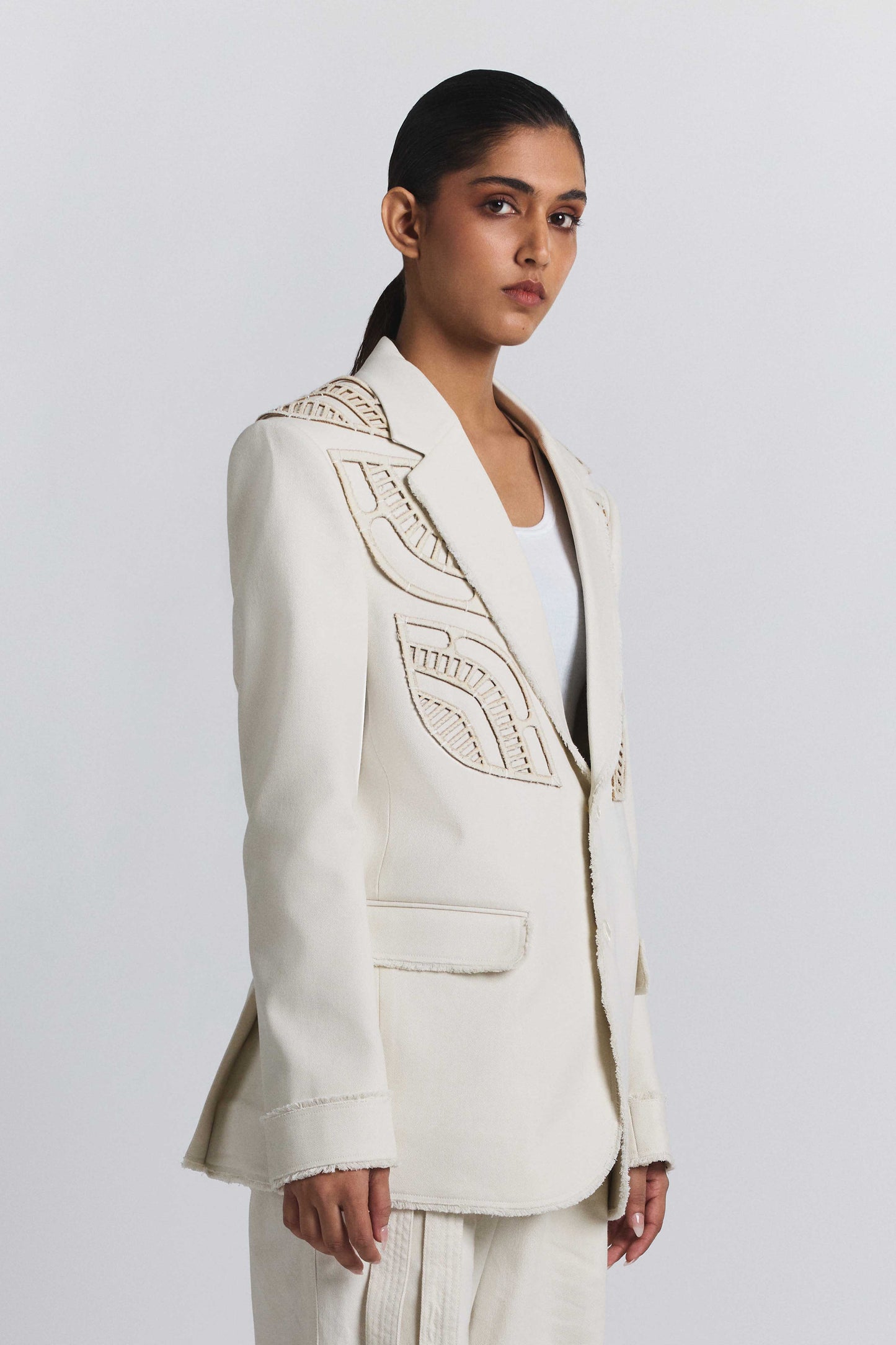 Ivory Laser Cut Blazer