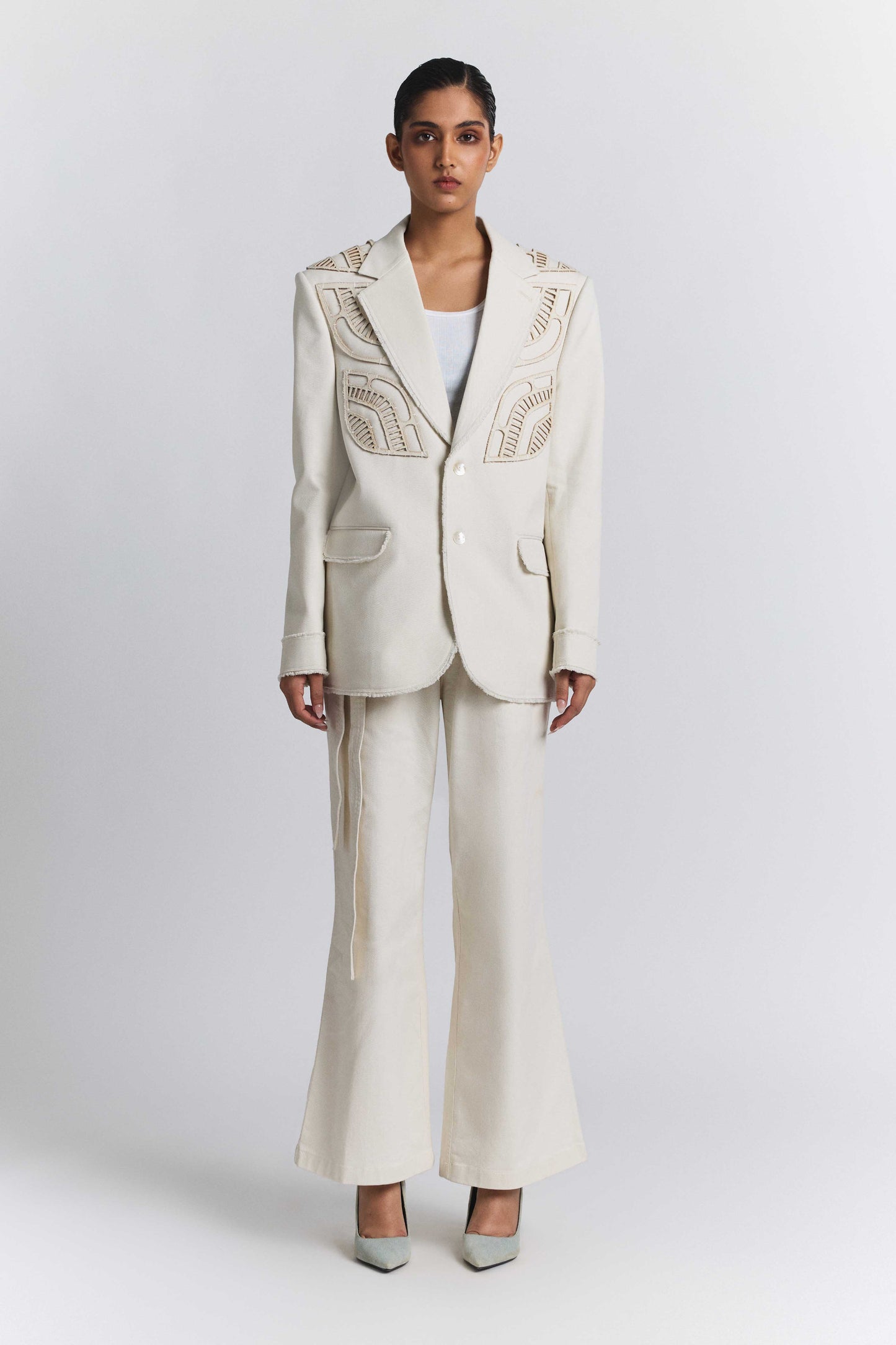 Ivory Laser Cut Blazer