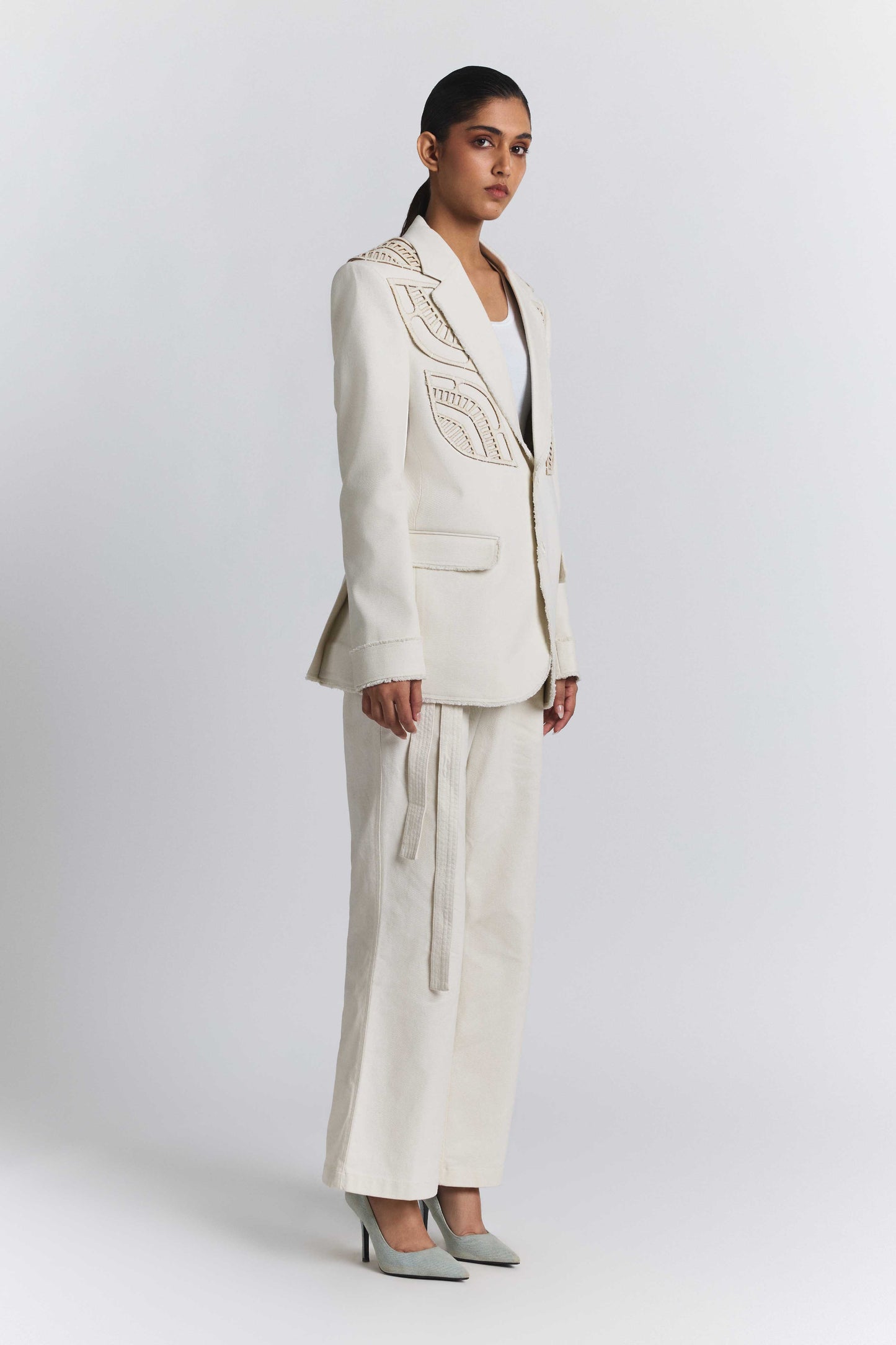 Ivory Laser Cut Blazer