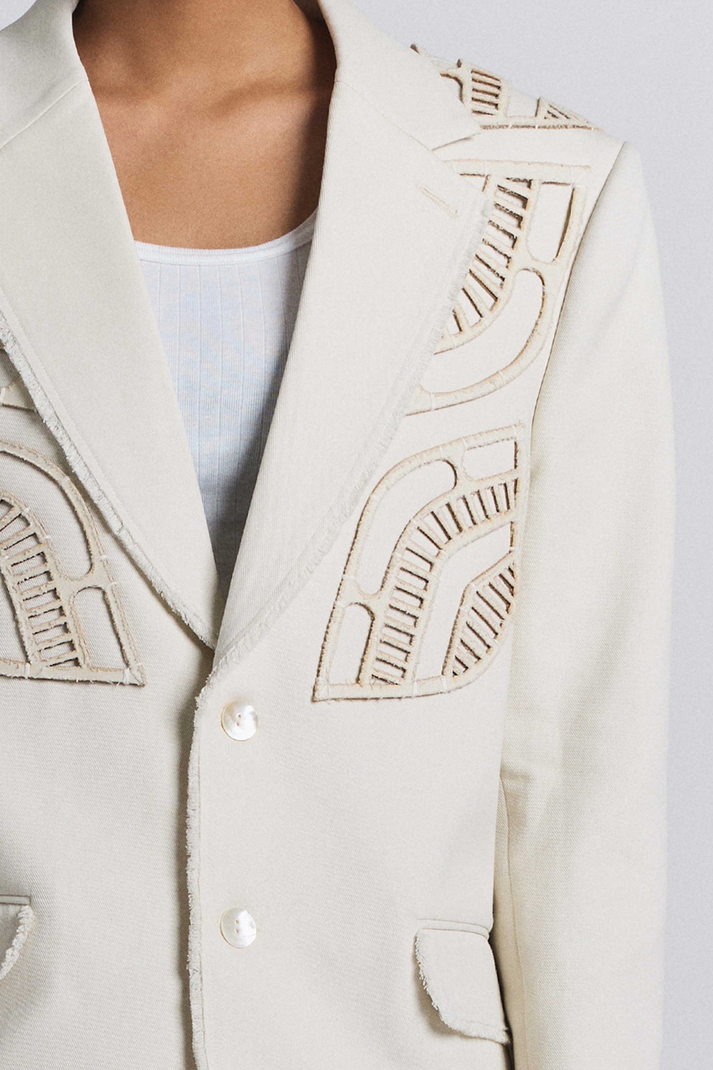 Ivory Laser Cut Blazer