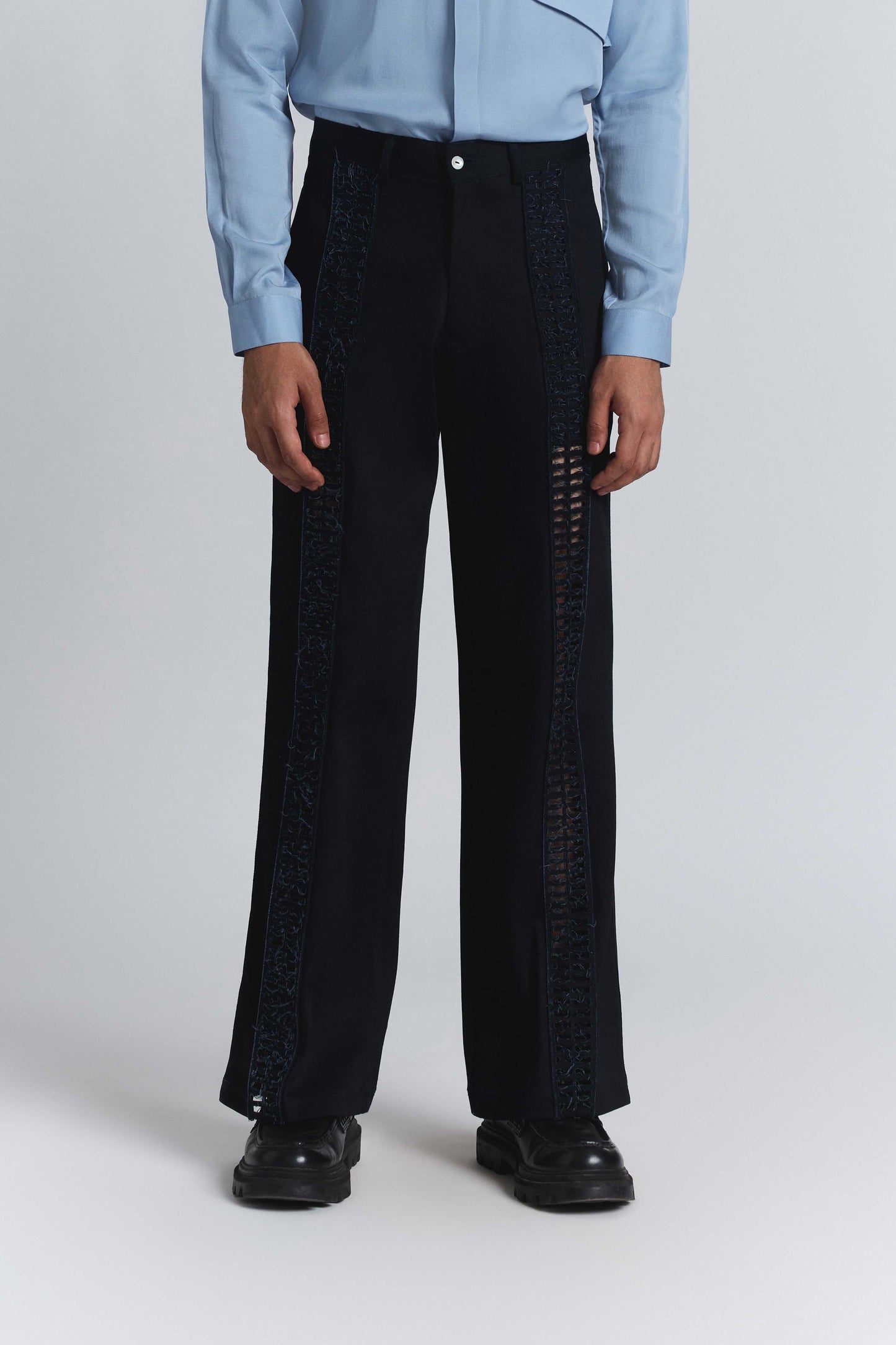 Laser-Cut Panel Denim Trouser