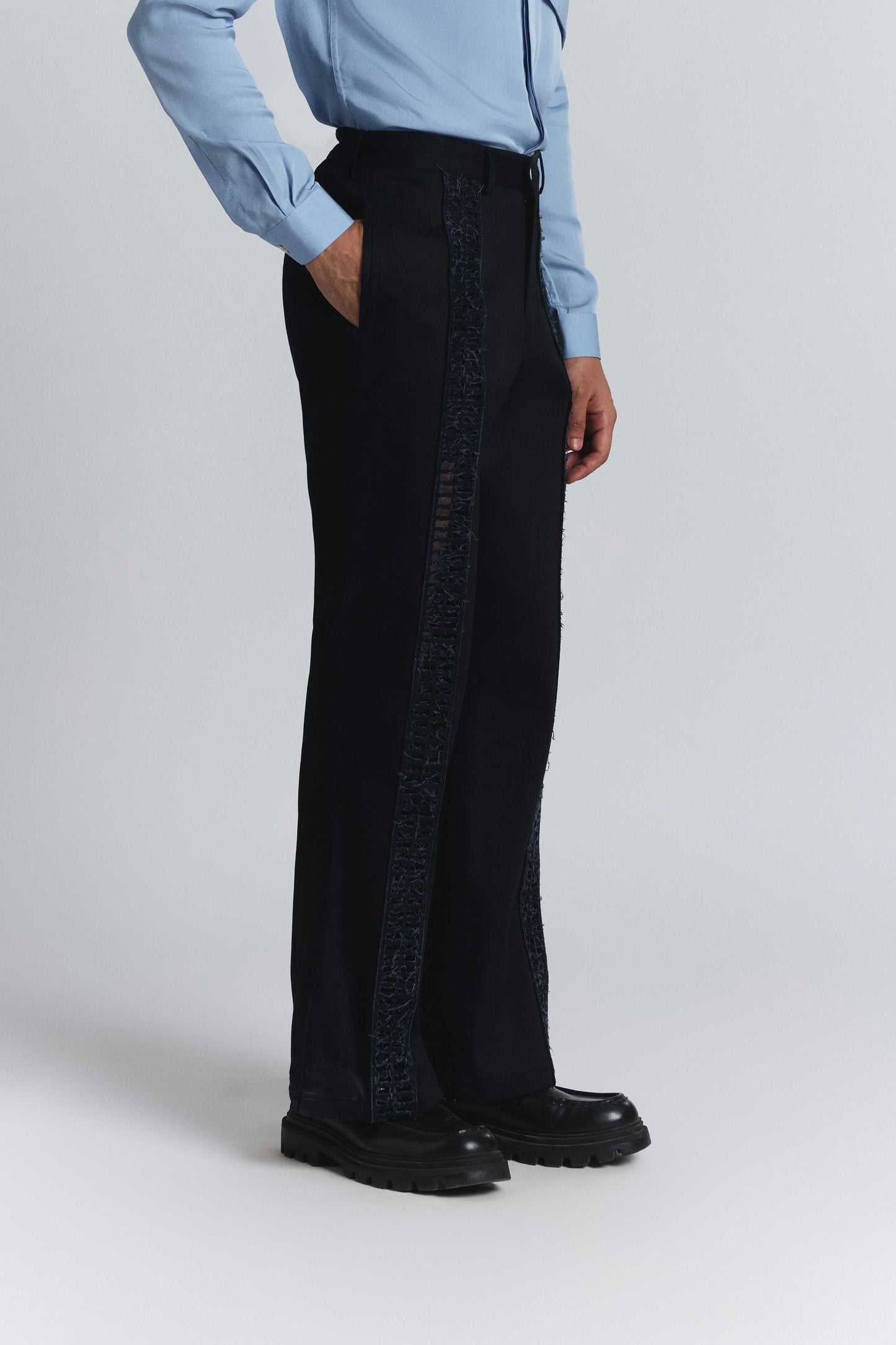 Laser-Cut Panel Denim Trouser