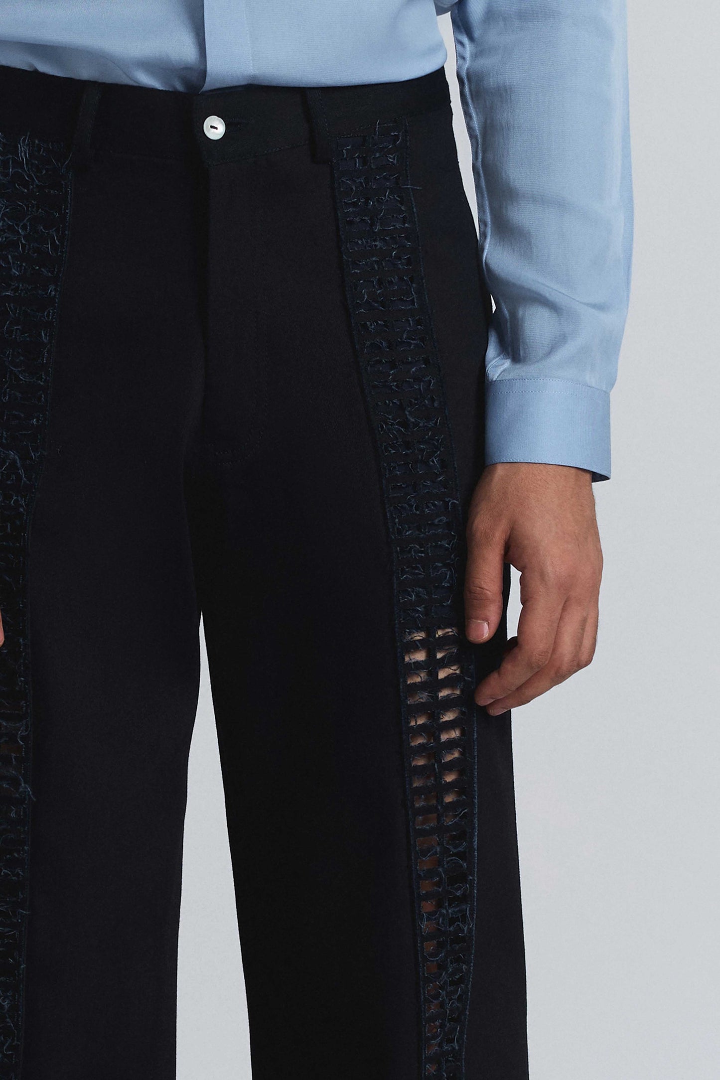 Laser-Cut Panel Denim Trouser