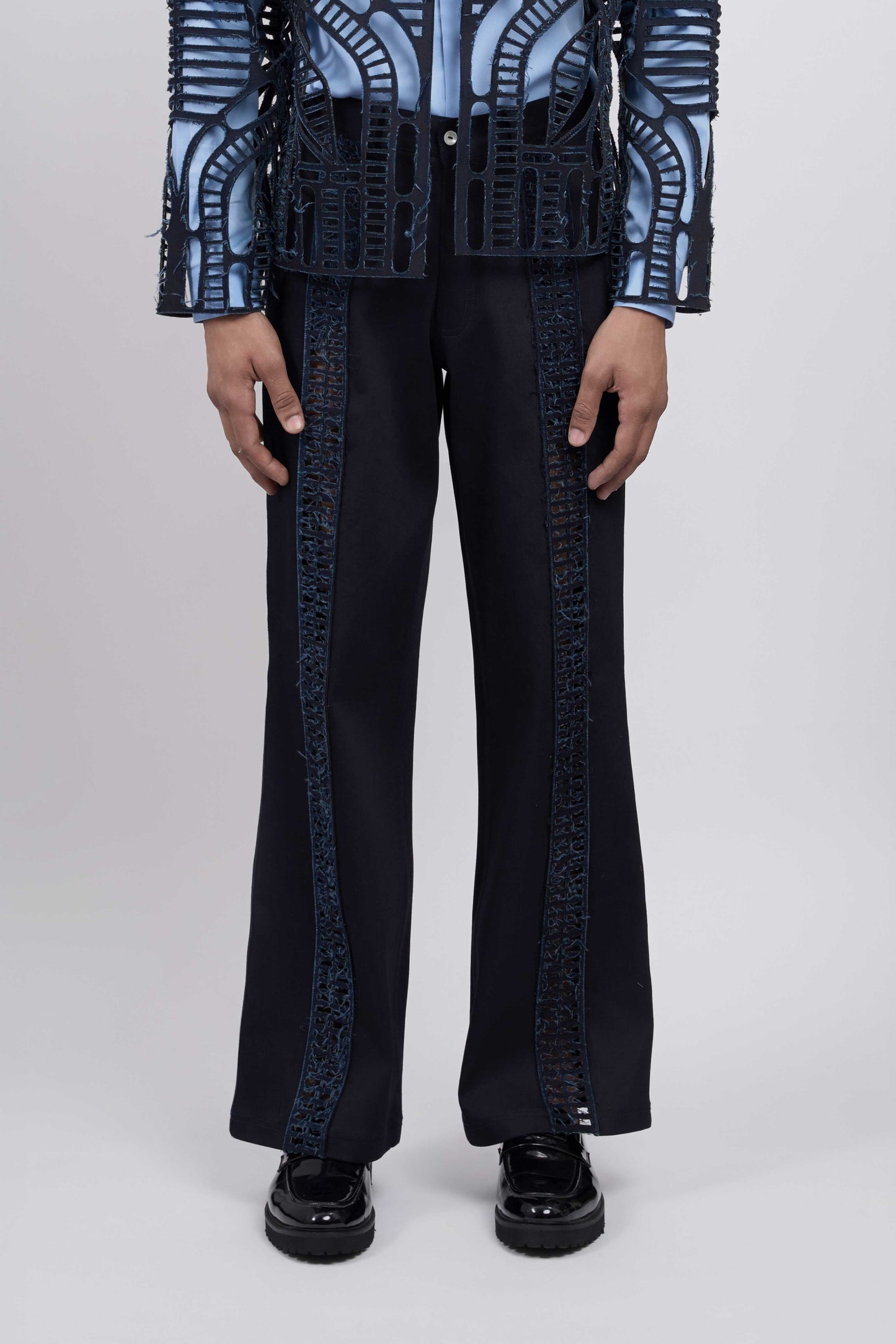 Laser-Cut Panel Denim Trouser
