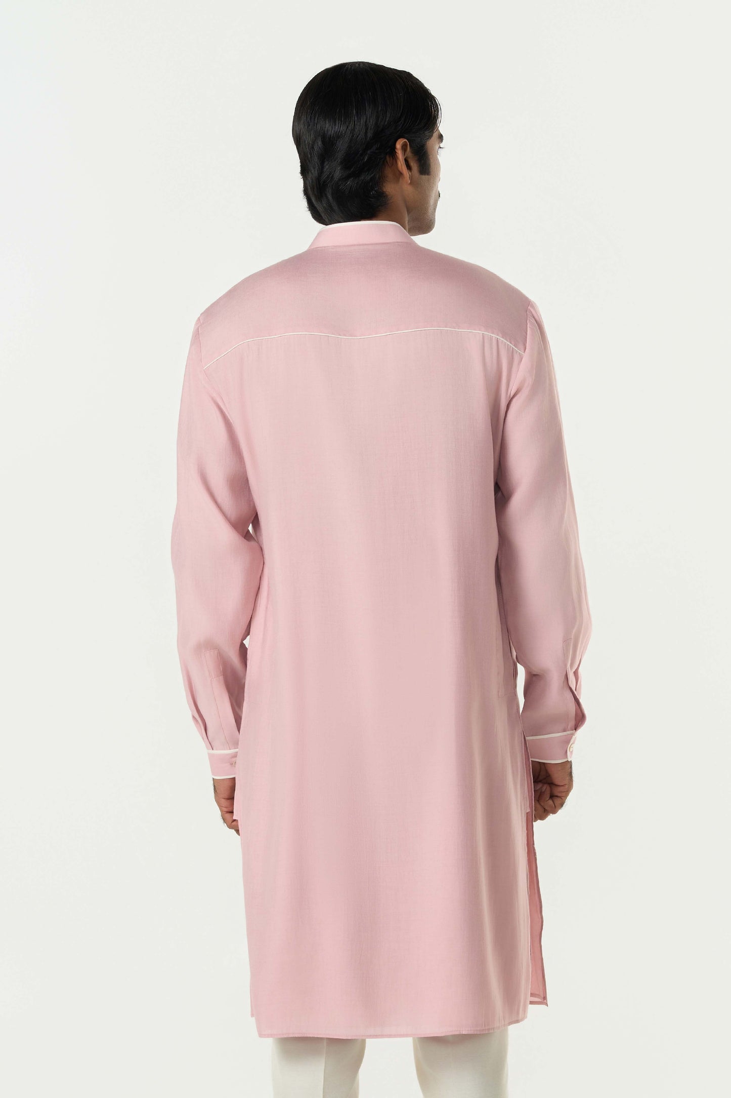 Meta Grid Kurta - Pastel Pink