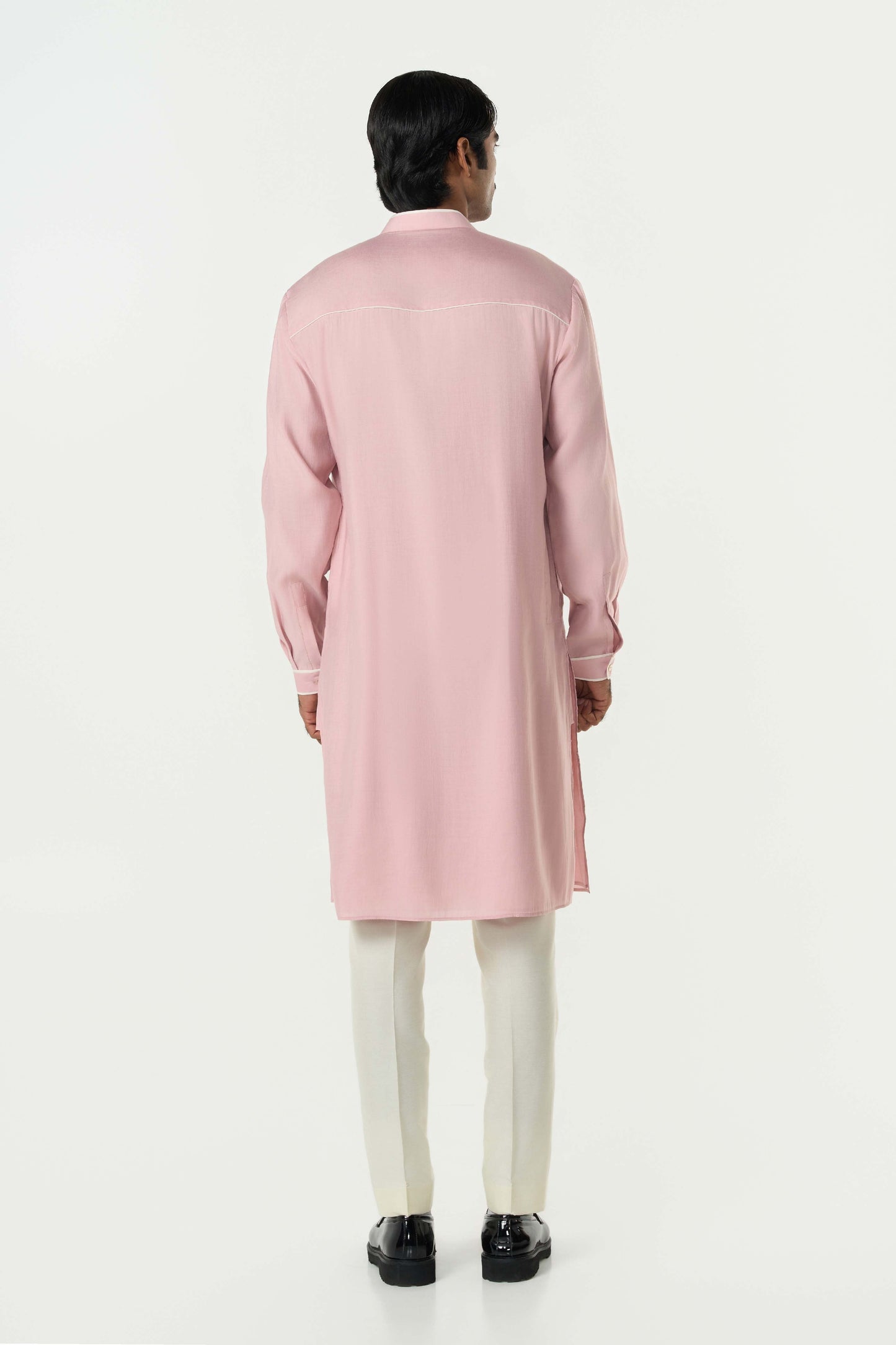 Meta Grid Kurta - Pastel Pink