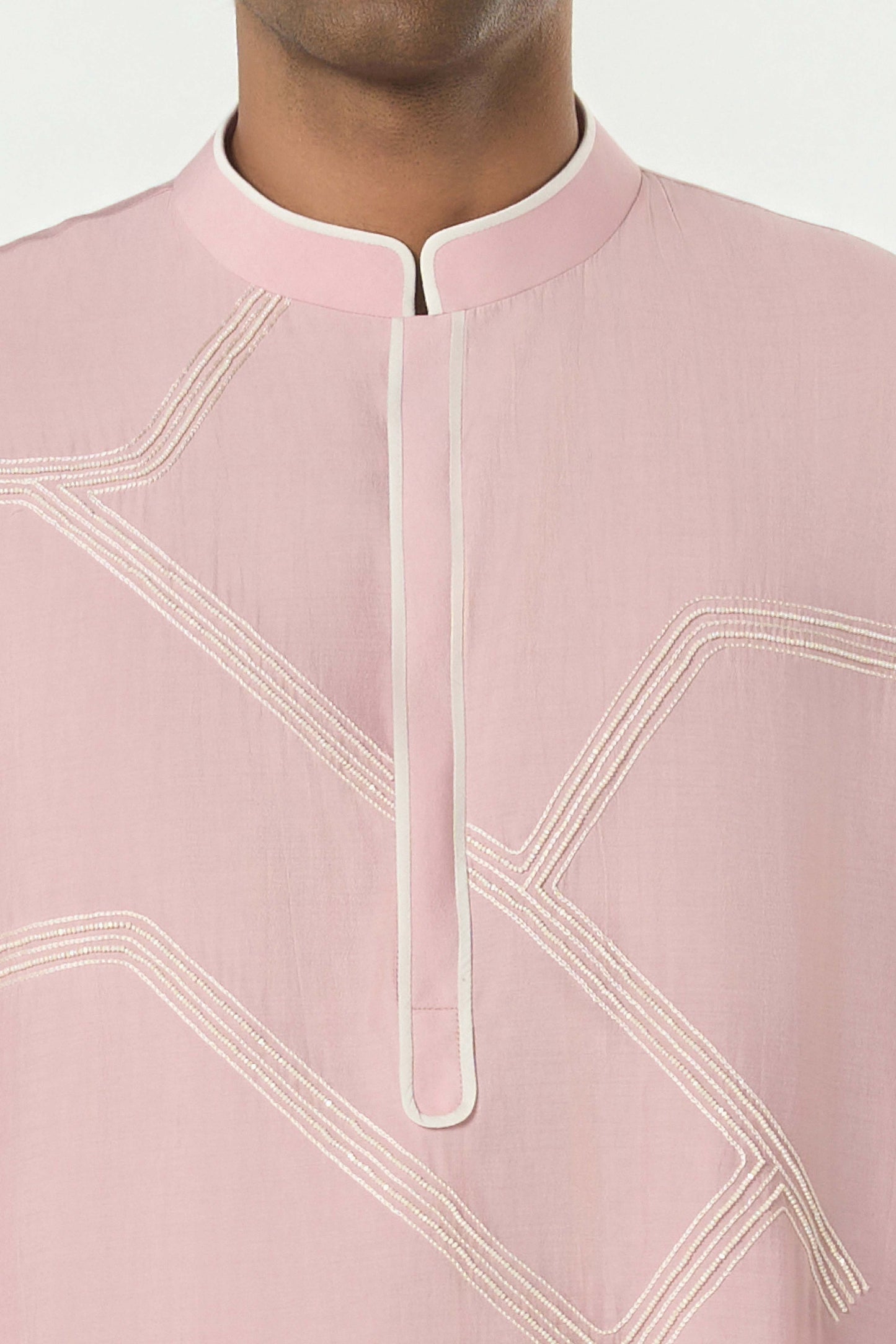 Meta Grid Kurta - Pastel Pink