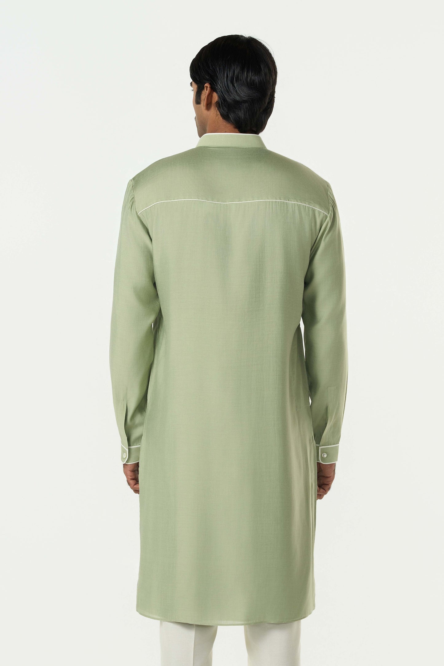 Meta Grid Kurta - Sage Green