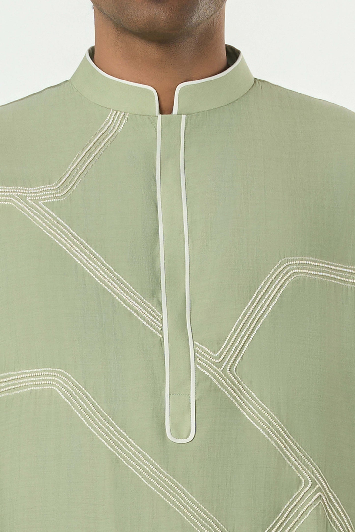 Meta Grid Kurta - Sage Green