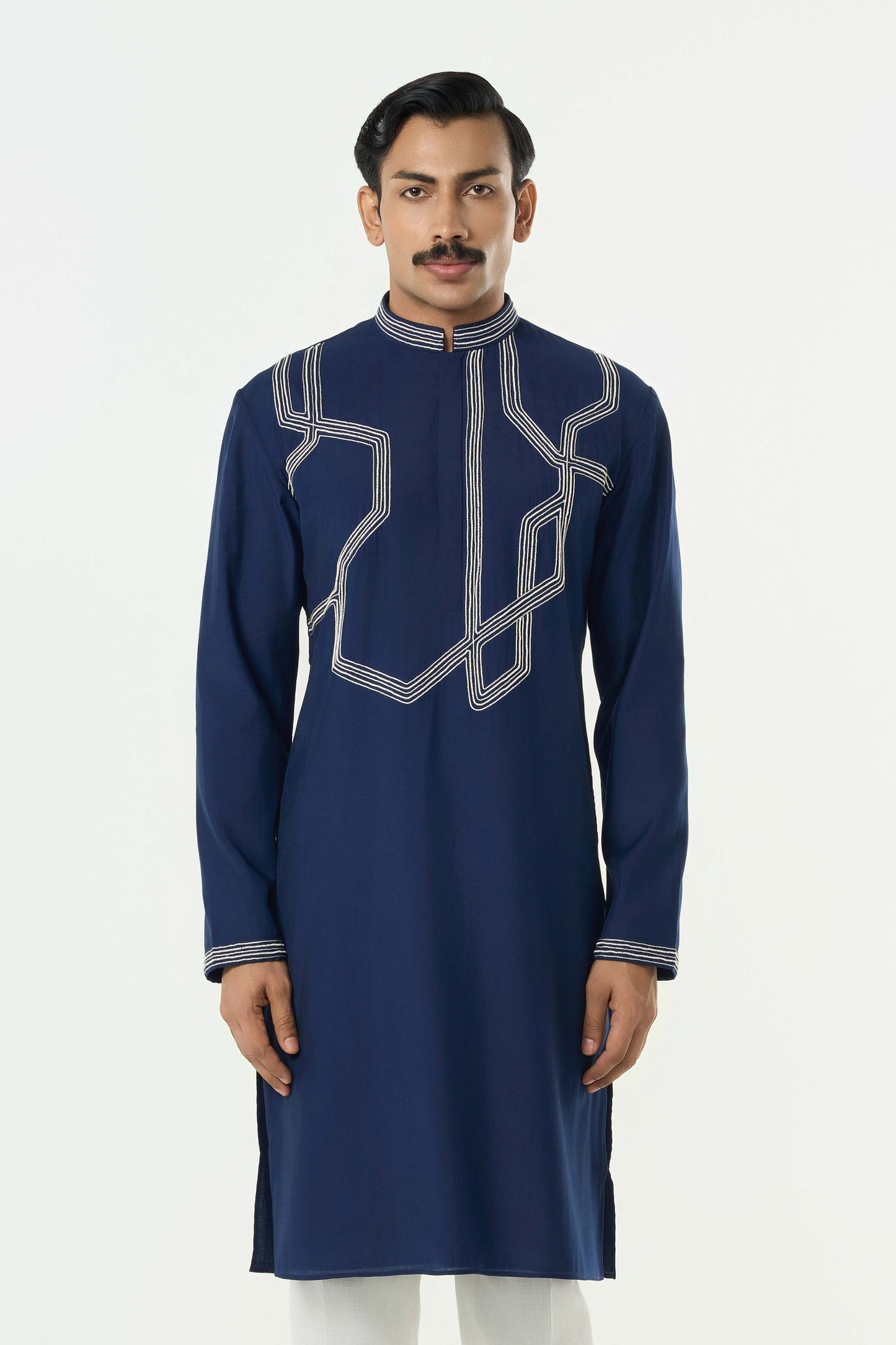 Meta Twist Kurta - Navy Blue
