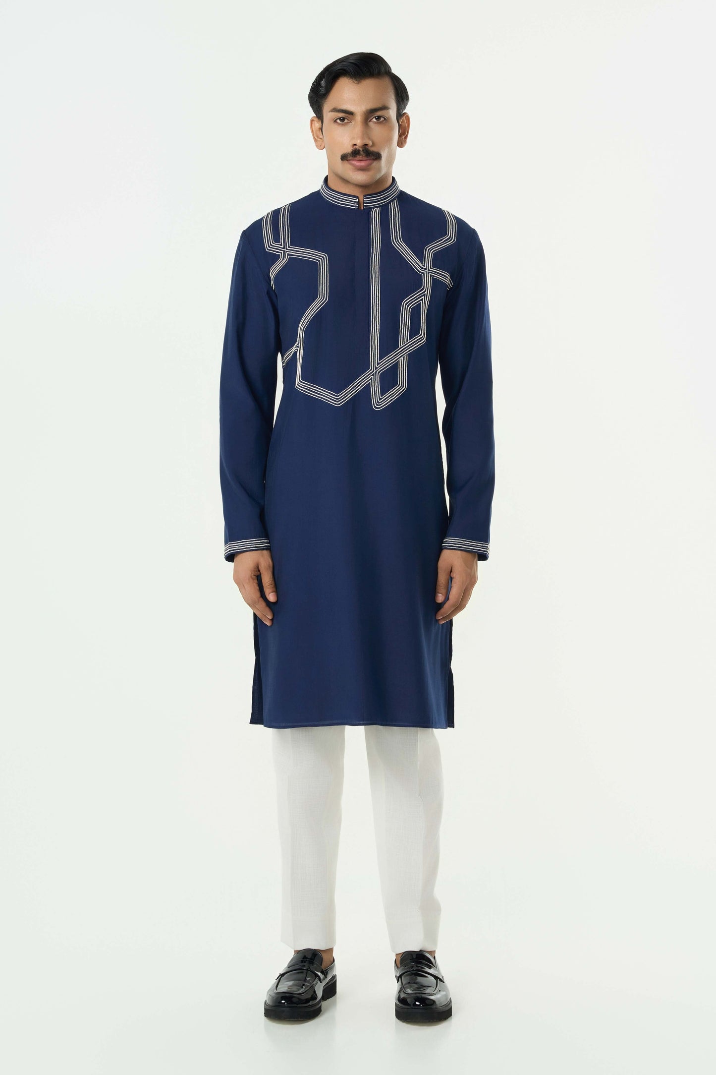 Meta Twist Kurta - Navy Blue