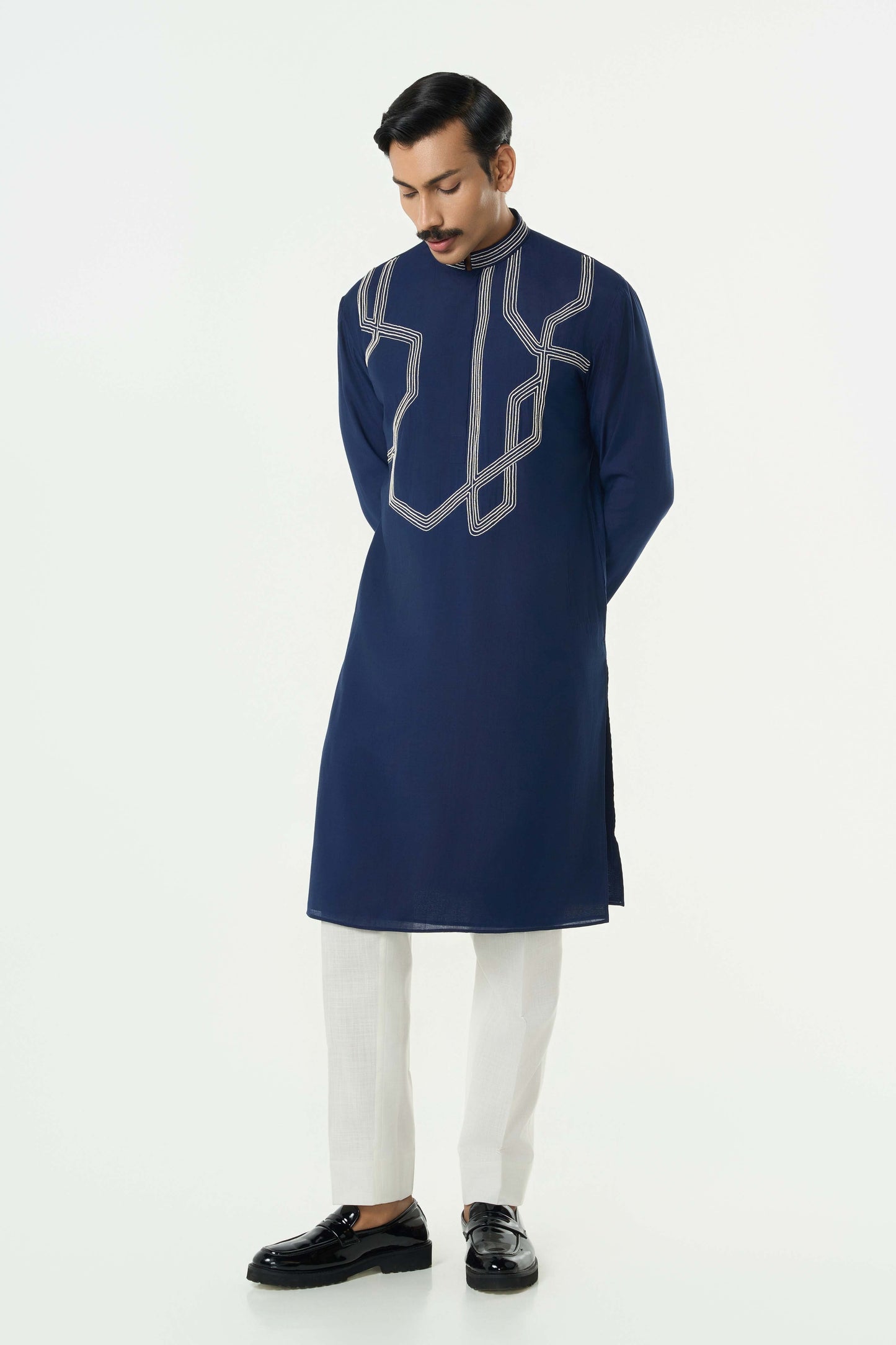Meta Twist Kurta - Navy Blue