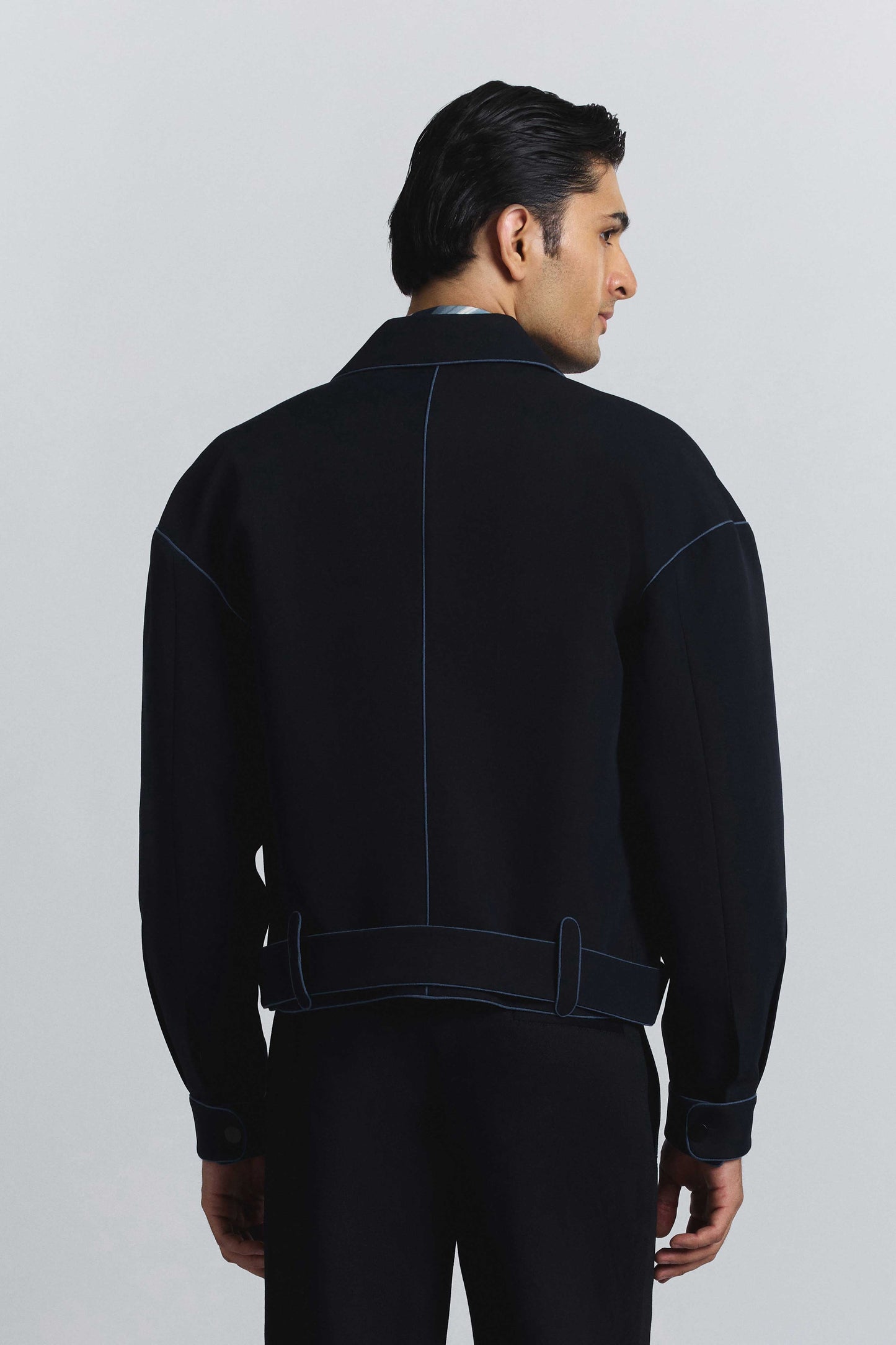 Navy Piping Bomber Jacket