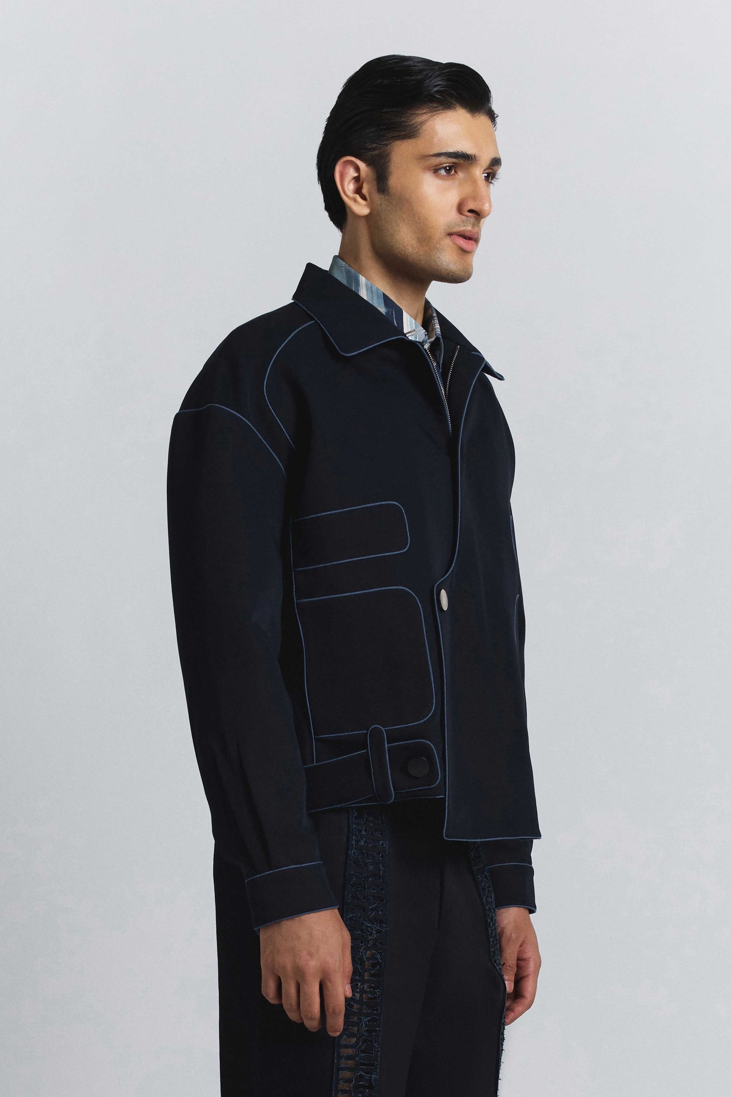 Navy Piping Bomber Jacket