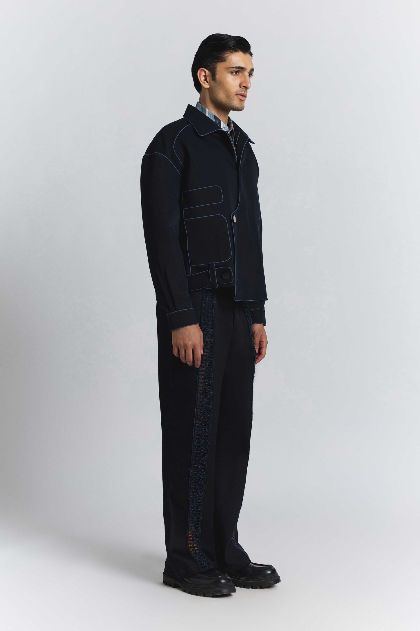 Navy Piping Bomber Jacket