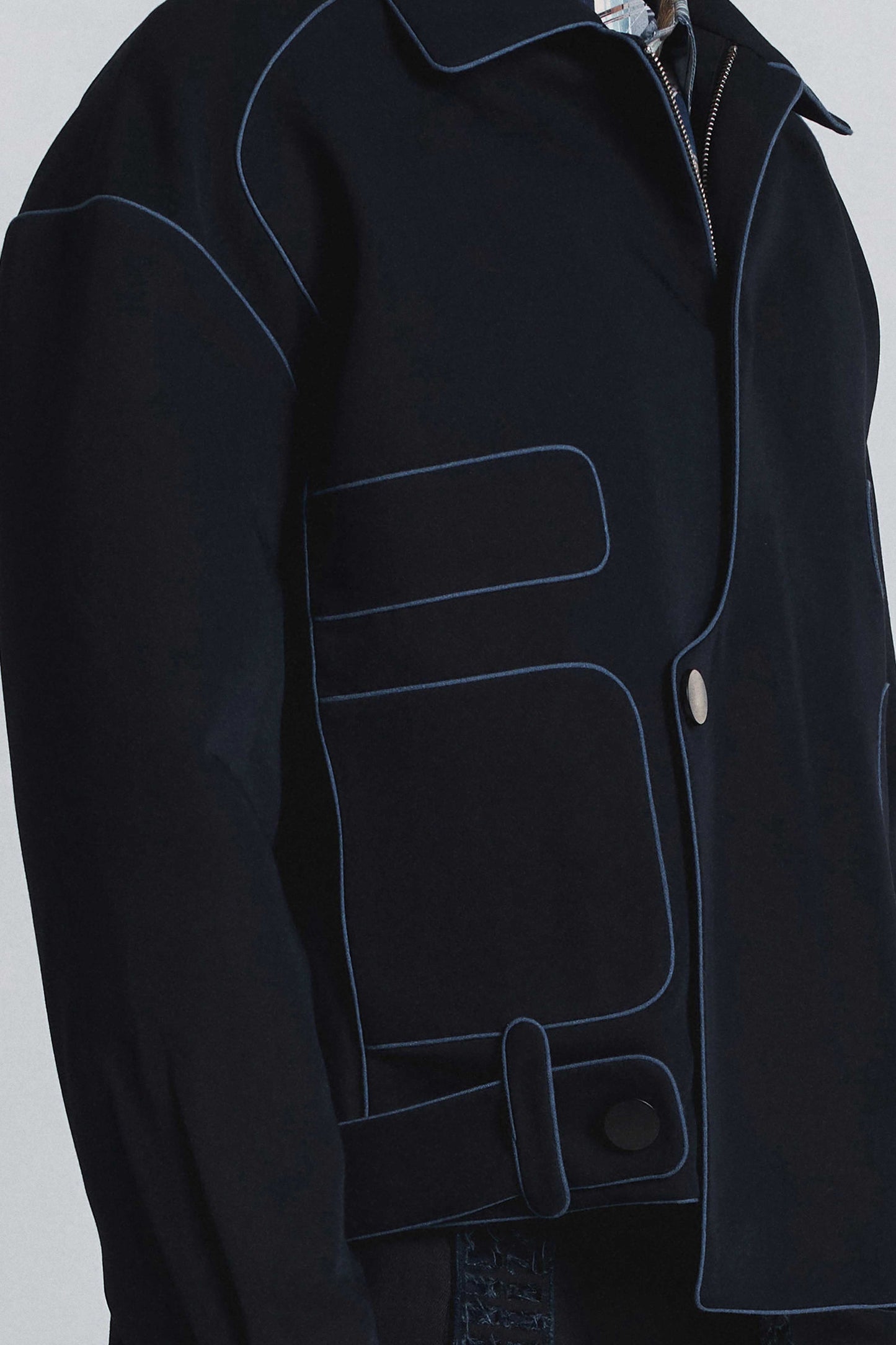 Navy Piping Bomber Jacket