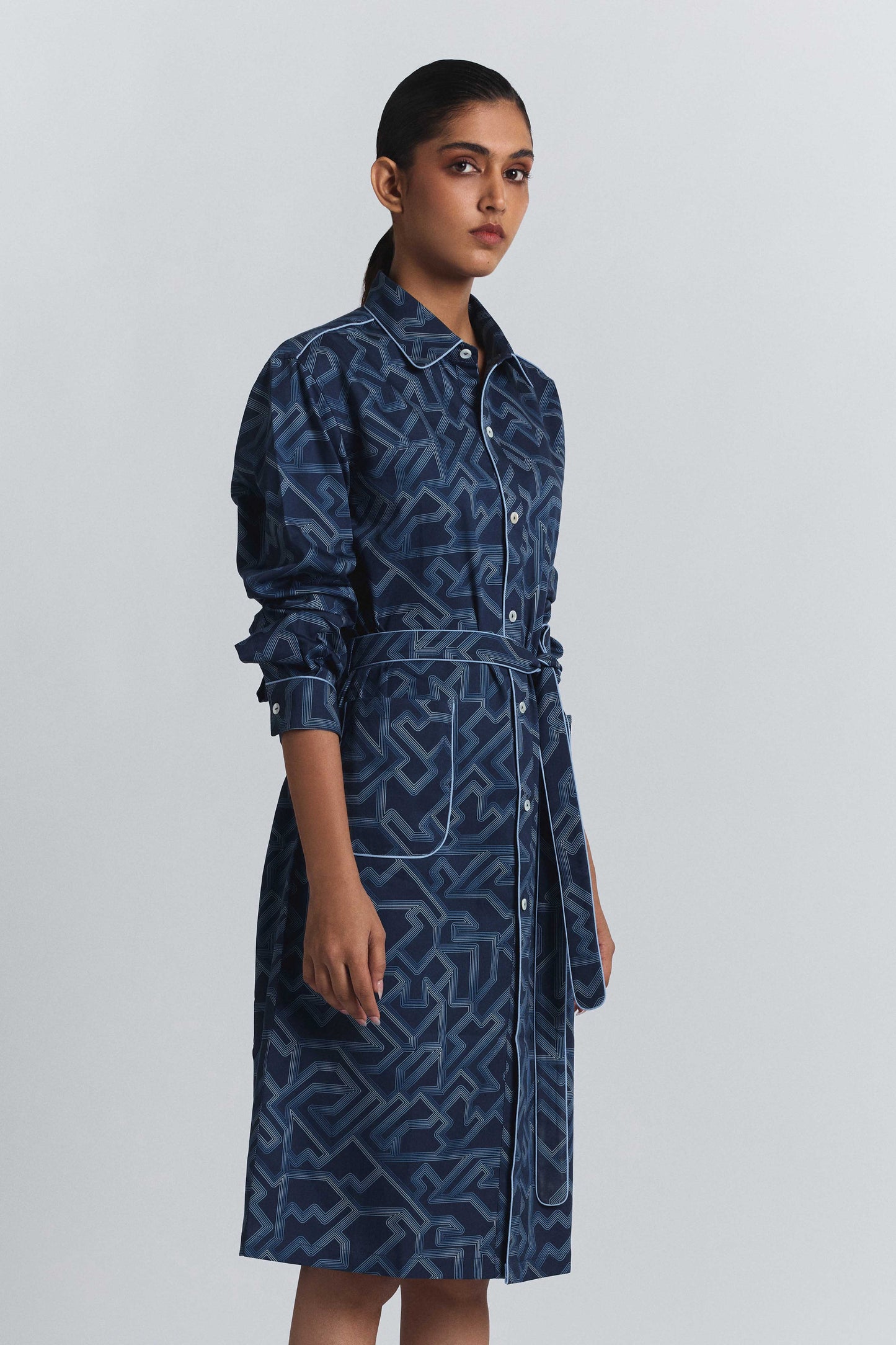 Navy Transitional Shirt Dress
