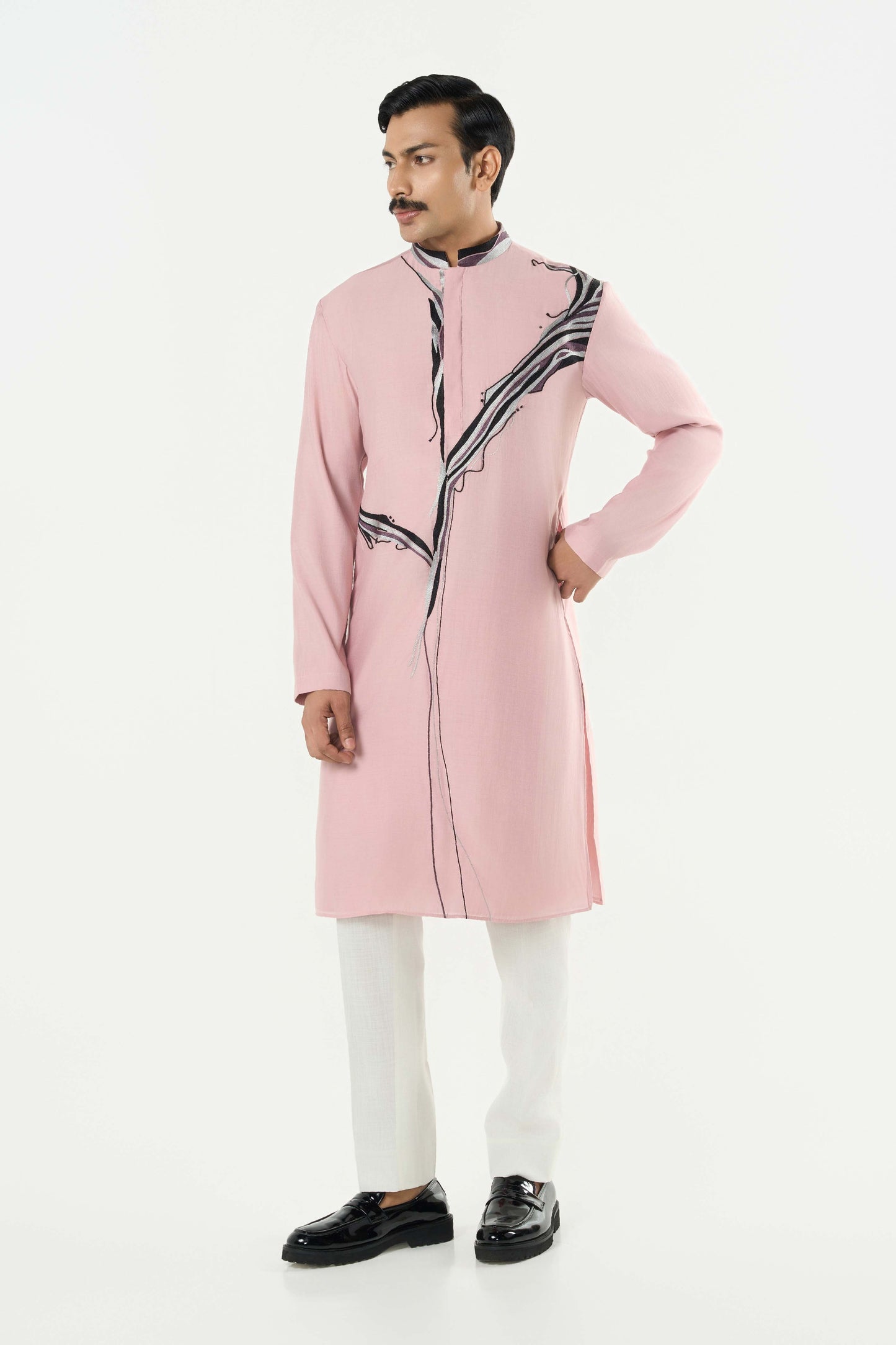 The Abstract Kurta - Pastel Pink