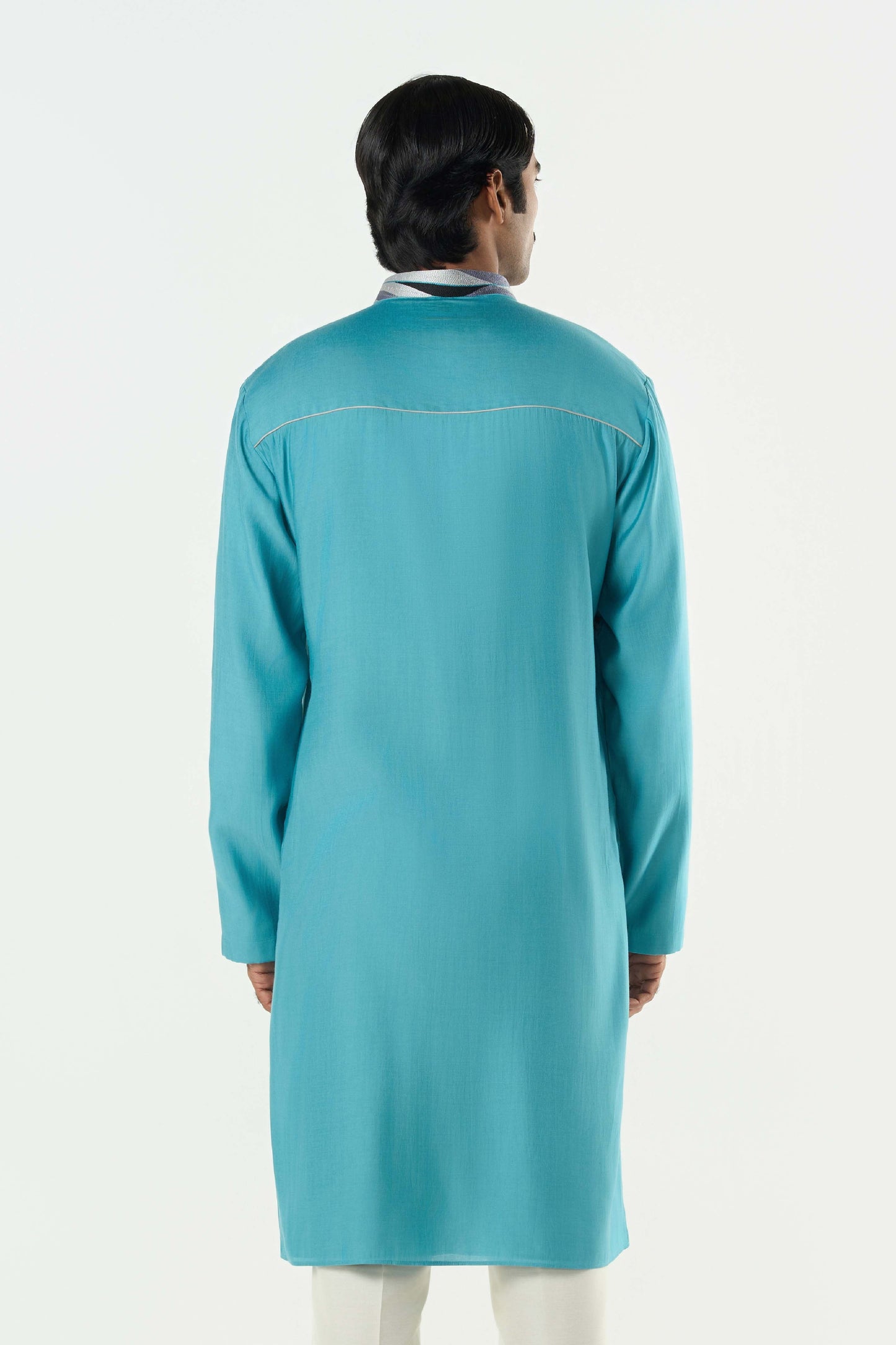 The Abstract Kurta - Teal Blue