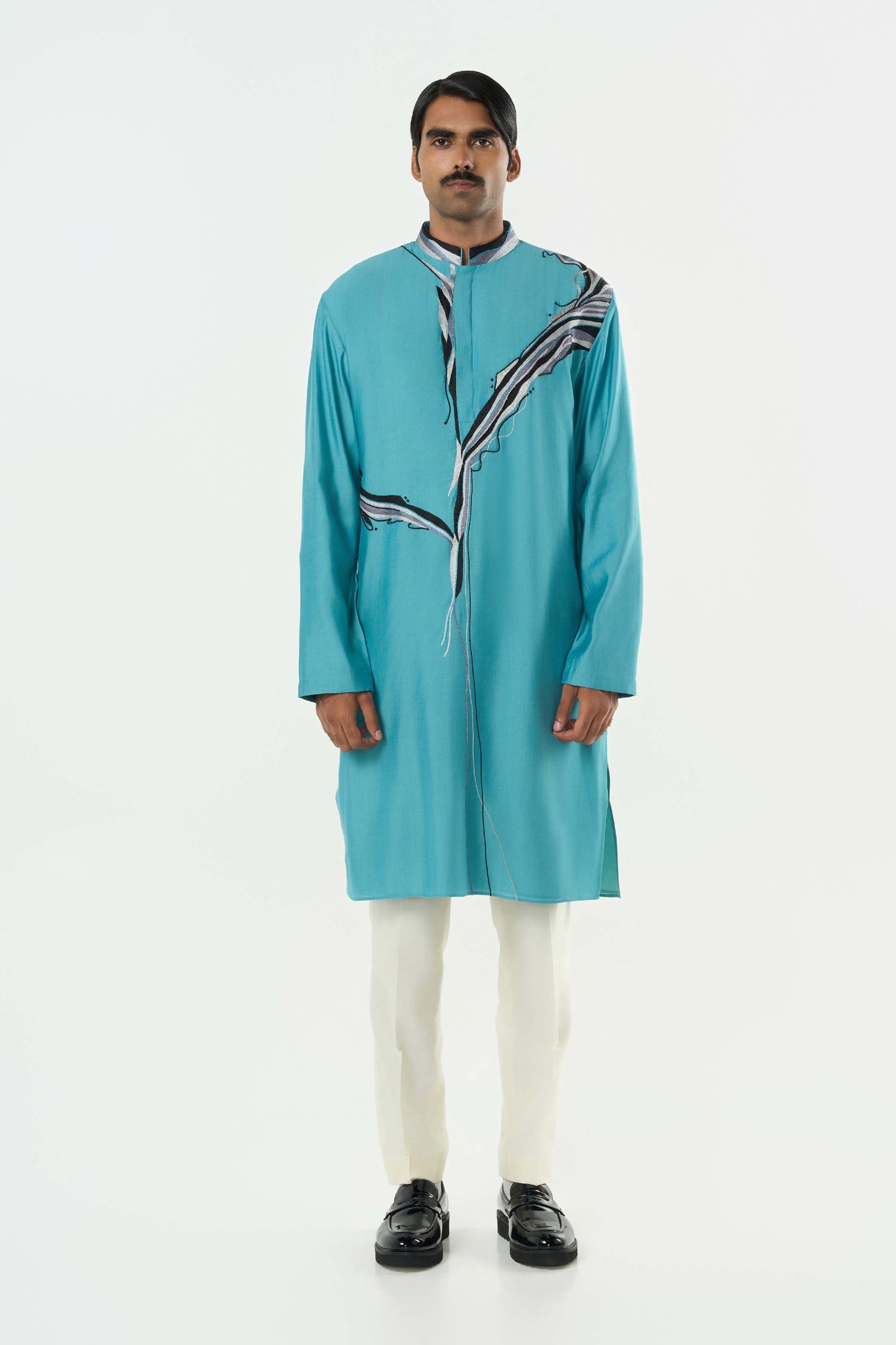The Abstract Kurta - Teal Blue