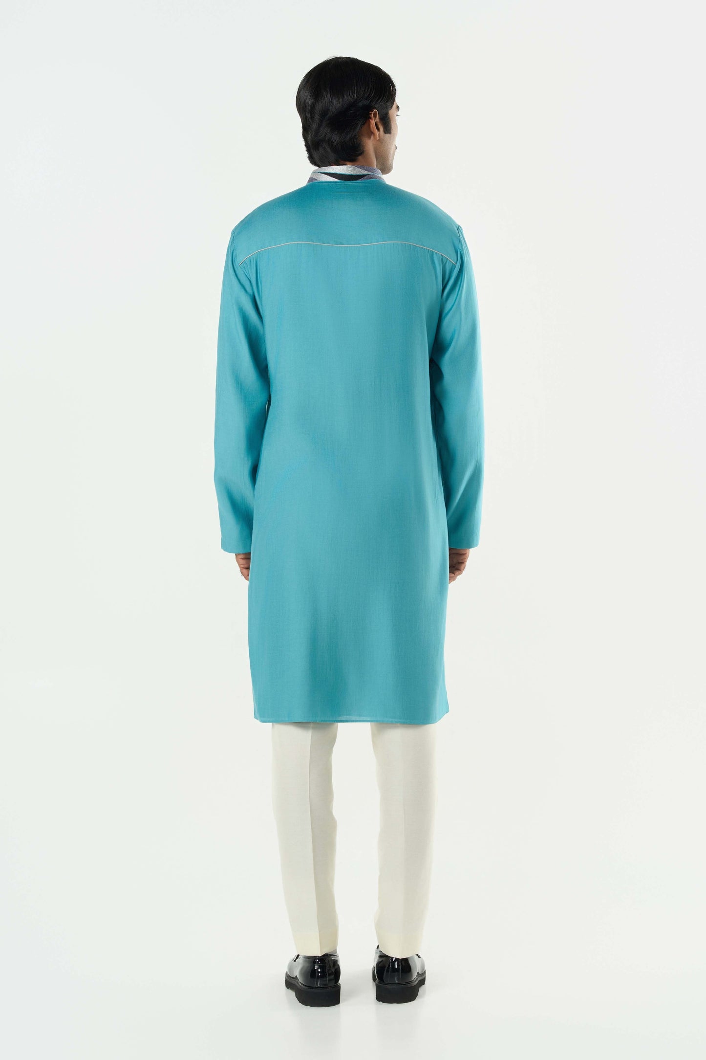 The Abstract Kurta - Teal Blue