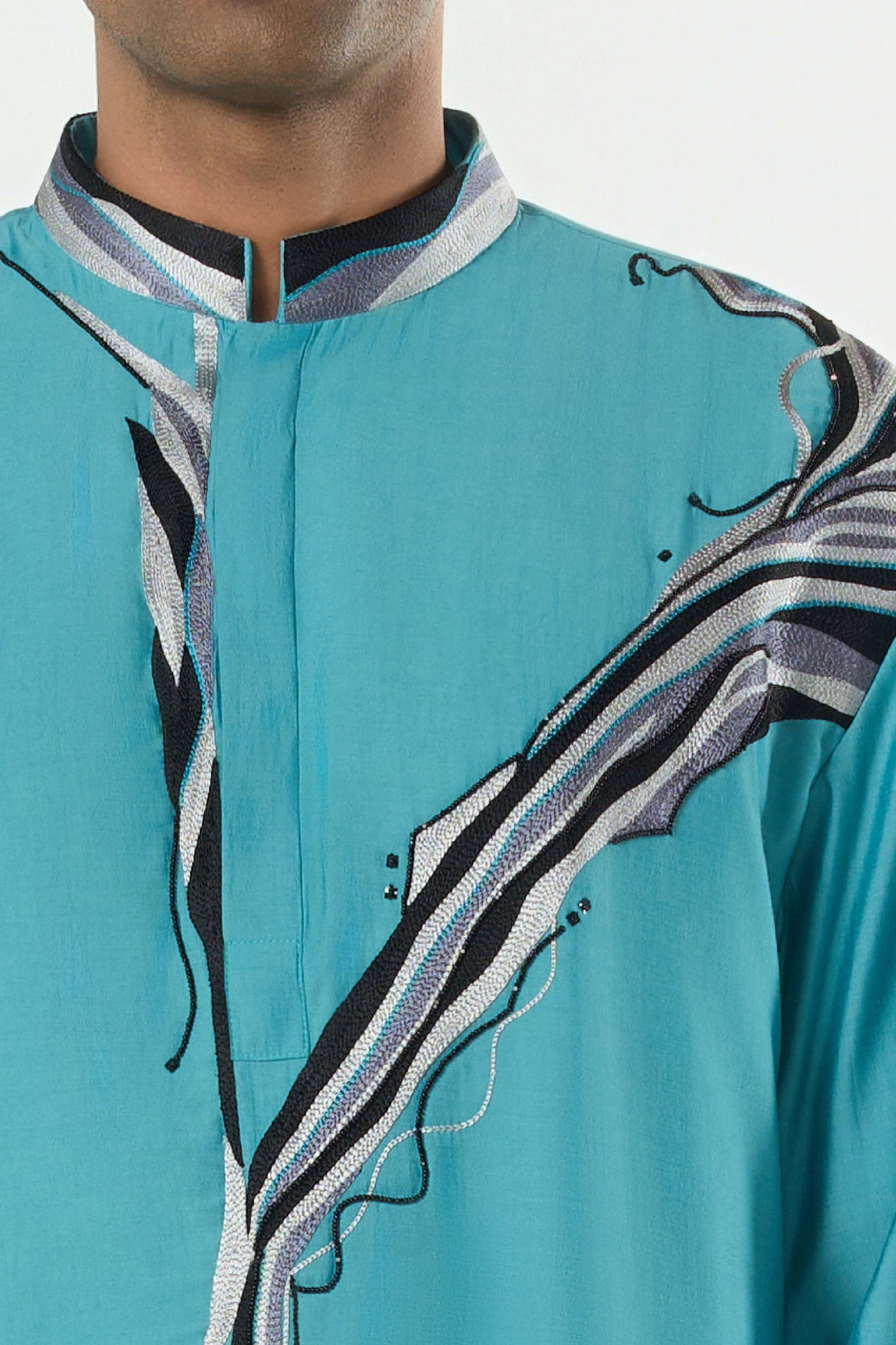 The Abstract Kurta - Teal Blue