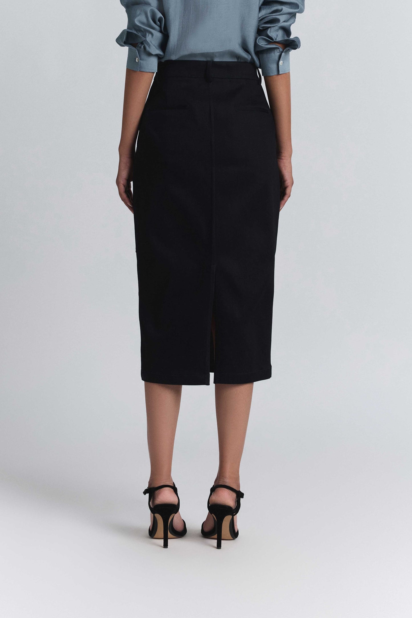 Torque Denim Midi Skirt