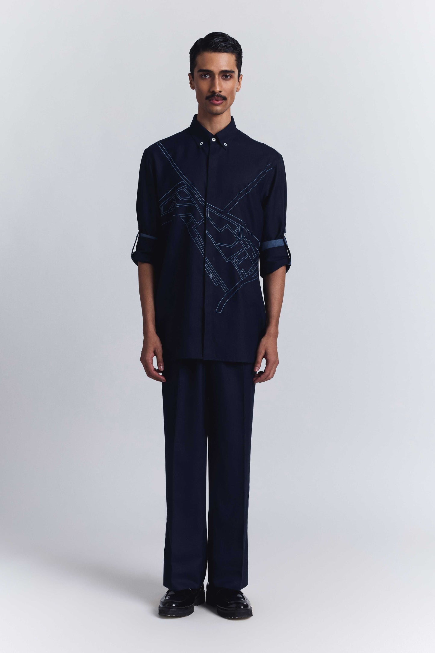 Urban Layout Embroidered Shirt
