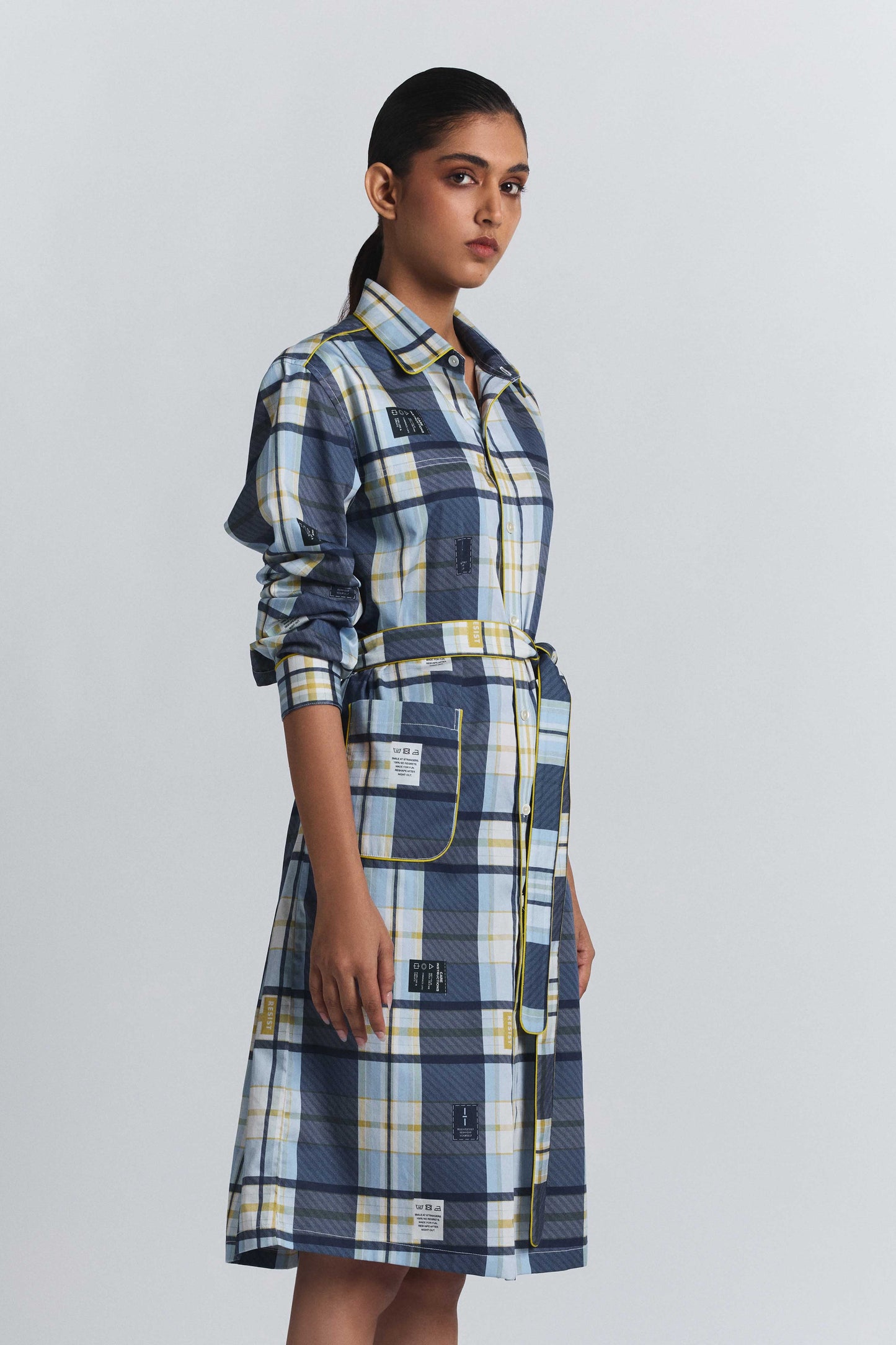 Vintage Checkered Shirt Dress