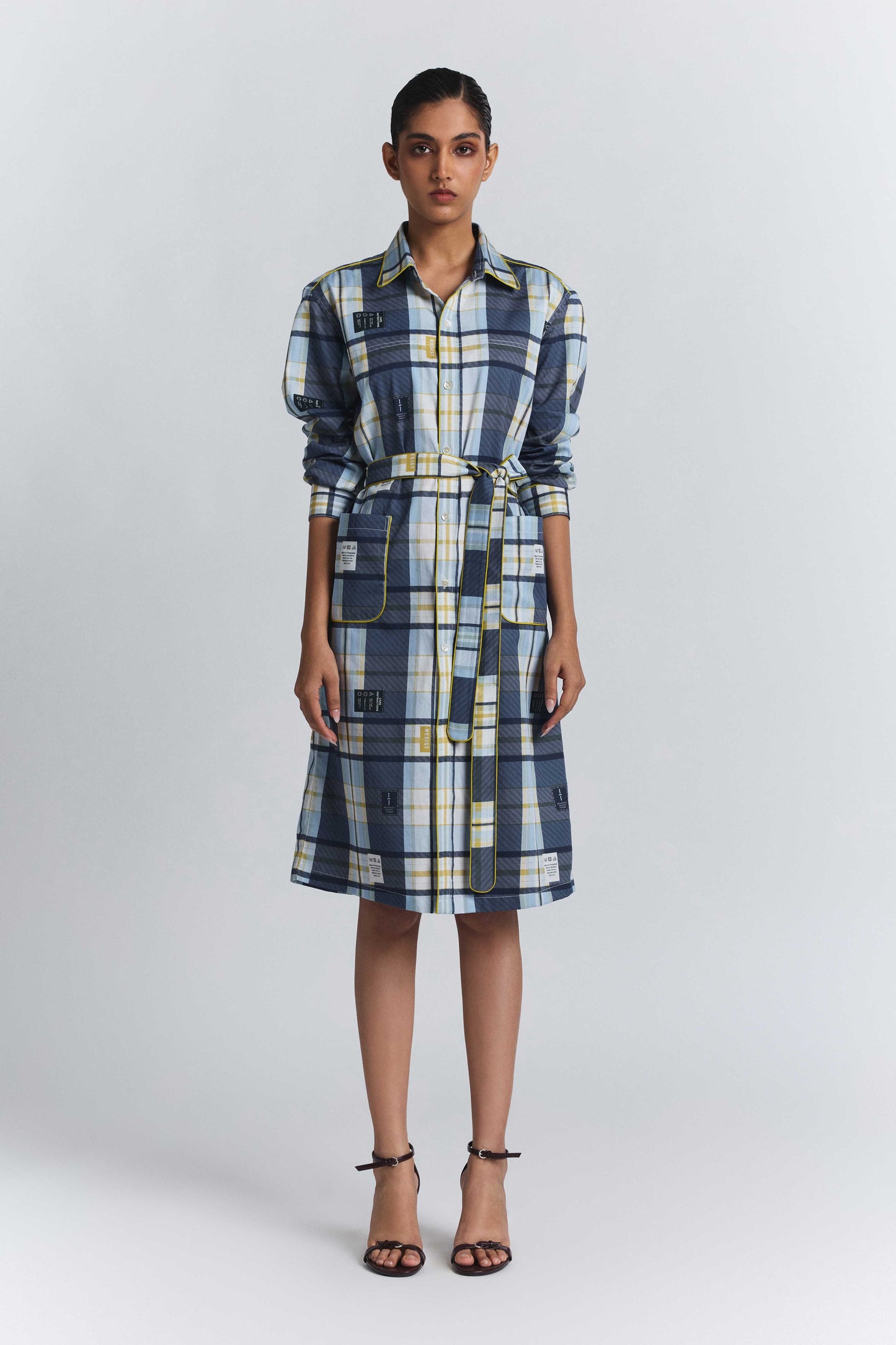 Vintage Checkered Shirt Dress