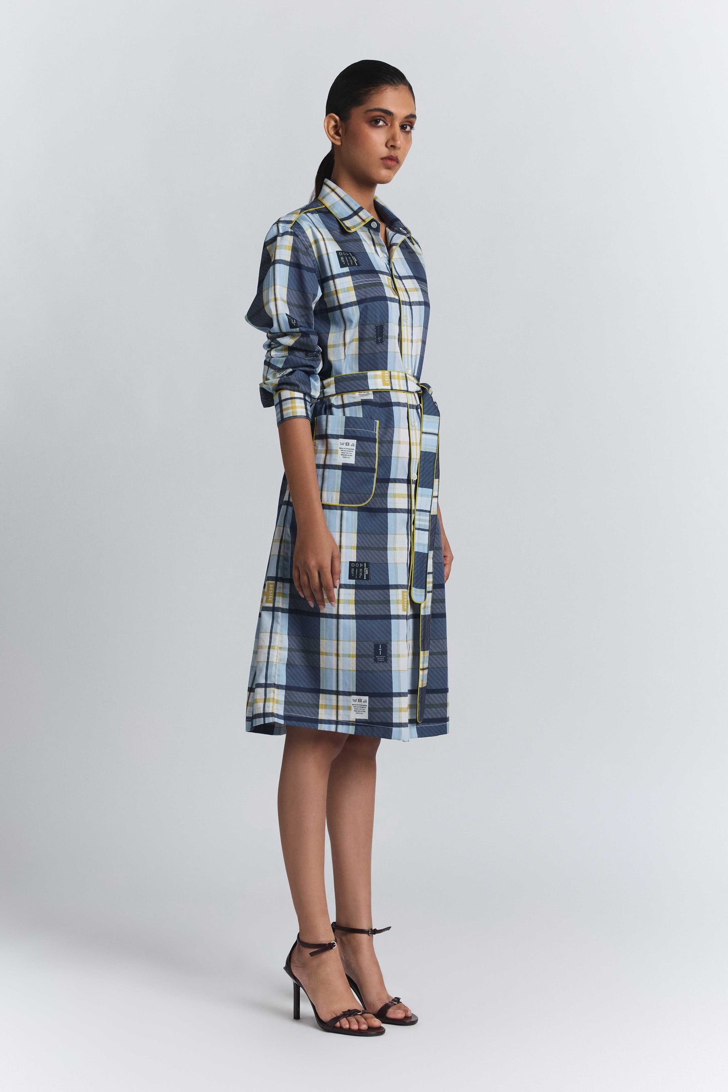 Vintage Checkered Shirt Dress