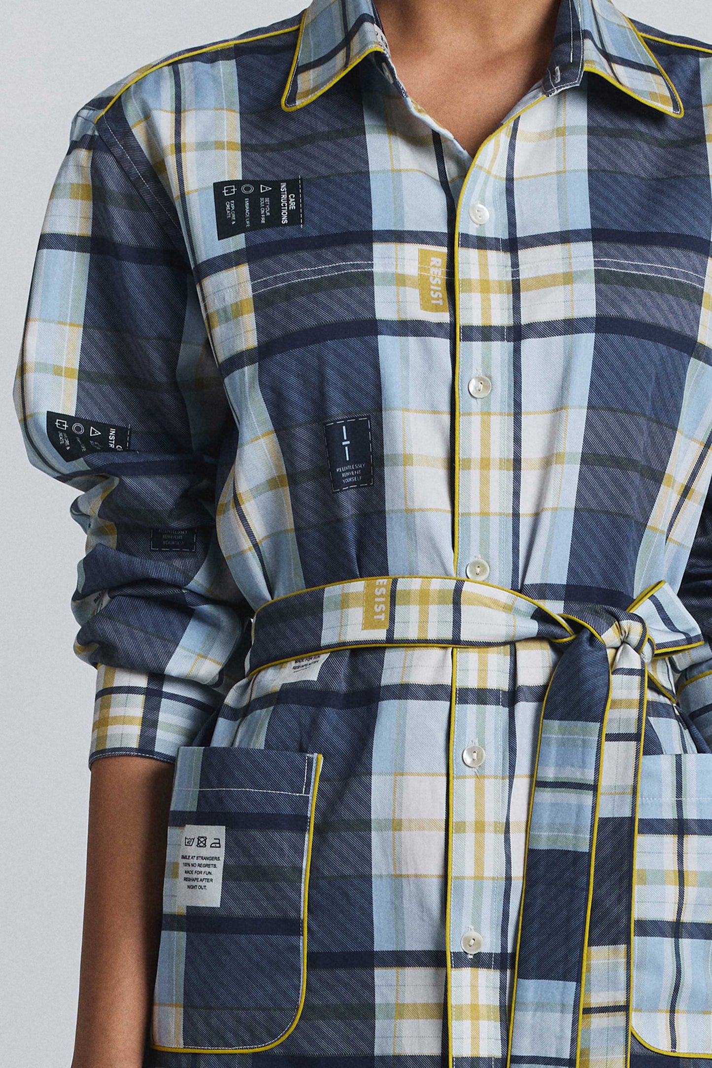 Vintage Checkered Shirt Dress