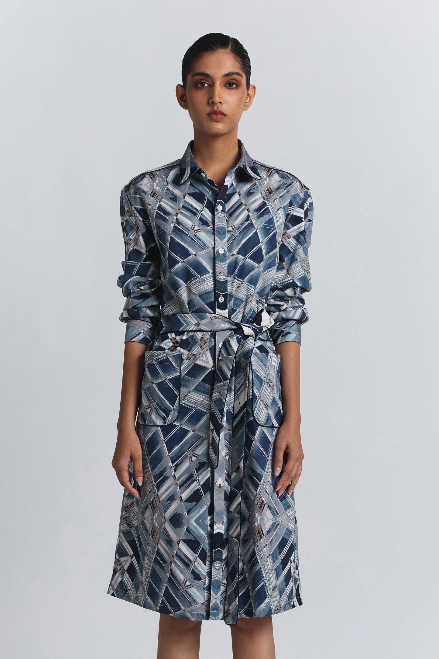 Vortex Print Shirt Dress