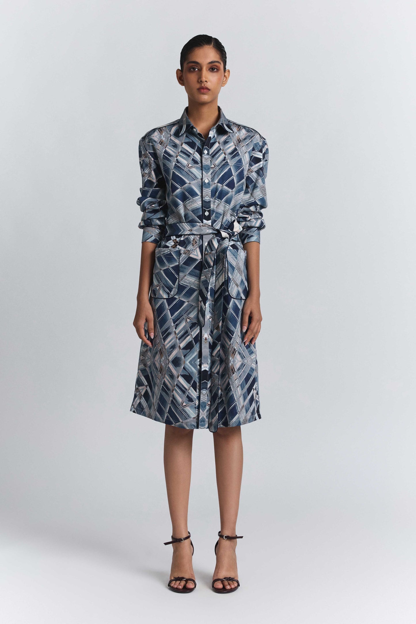 Vortex Print Shirt Dress