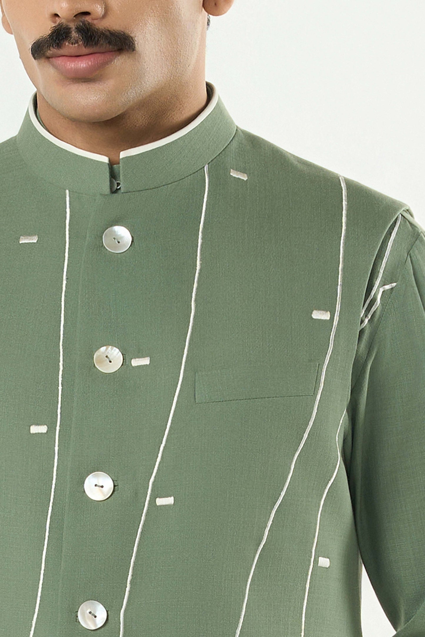 Warp Line Bandi Jacket - Sage Green