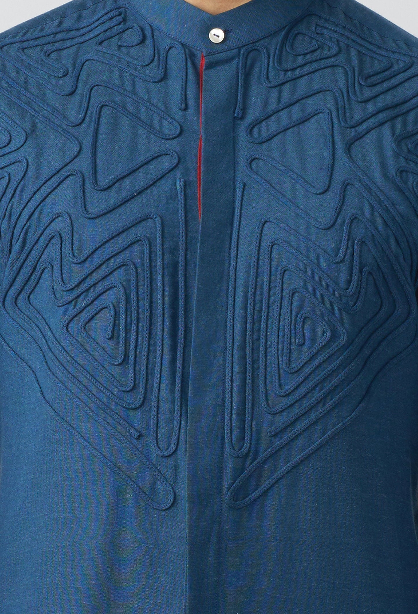 Geometric Contour Kurta - Royal Blue