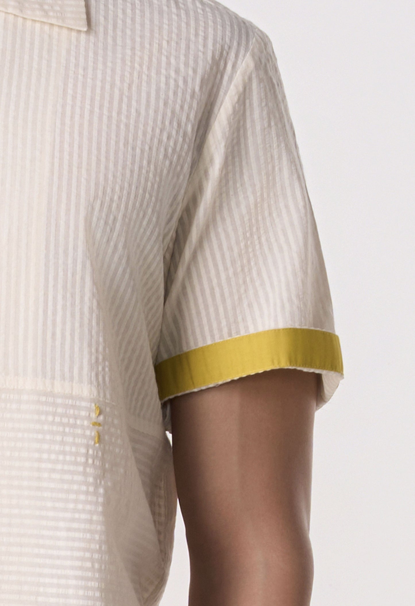 Ivory Seersucker Camp Shirt