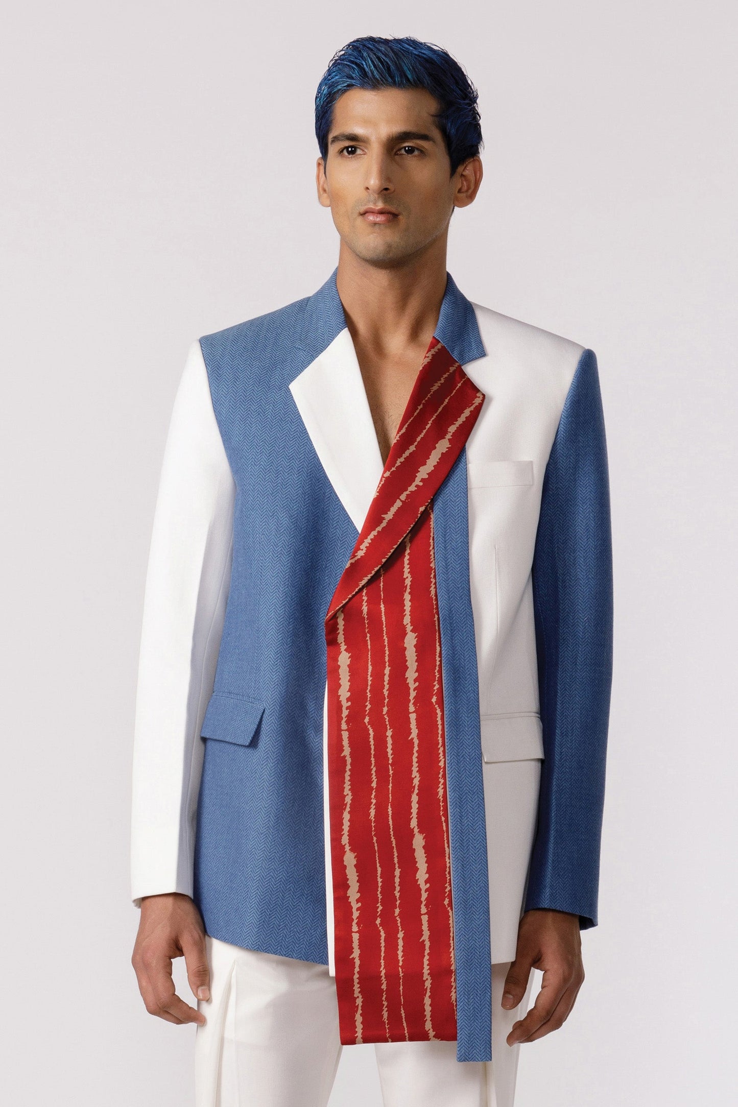 Dual textured blazer