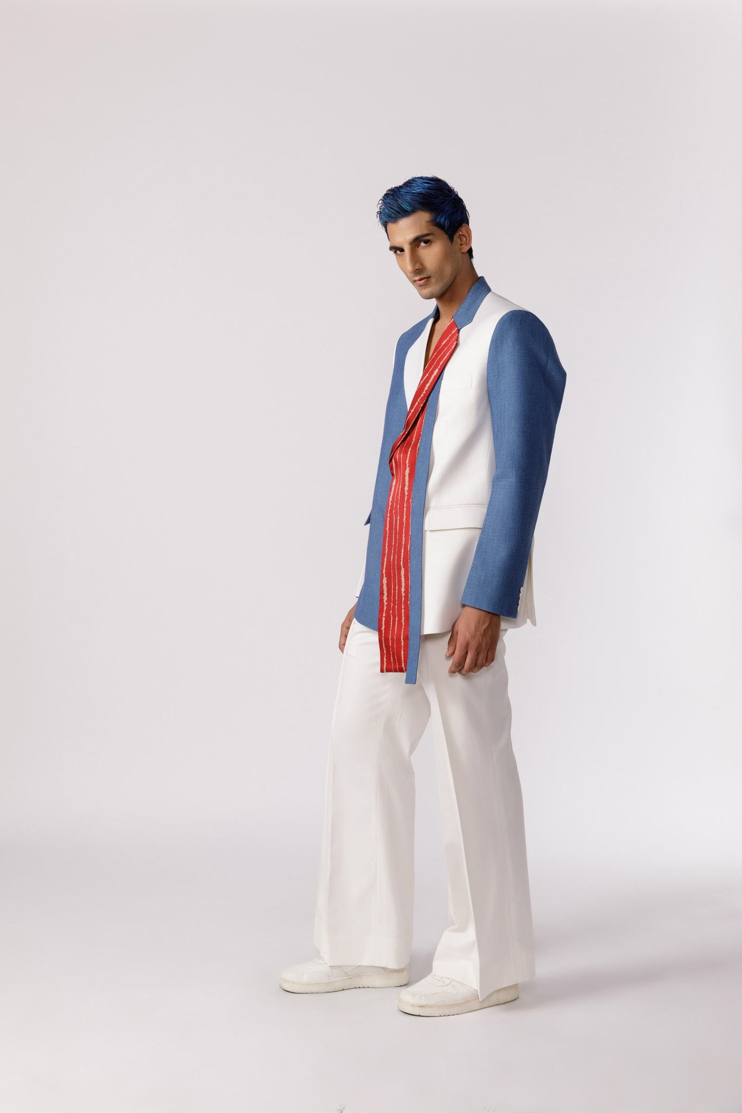 Dual textured blazer