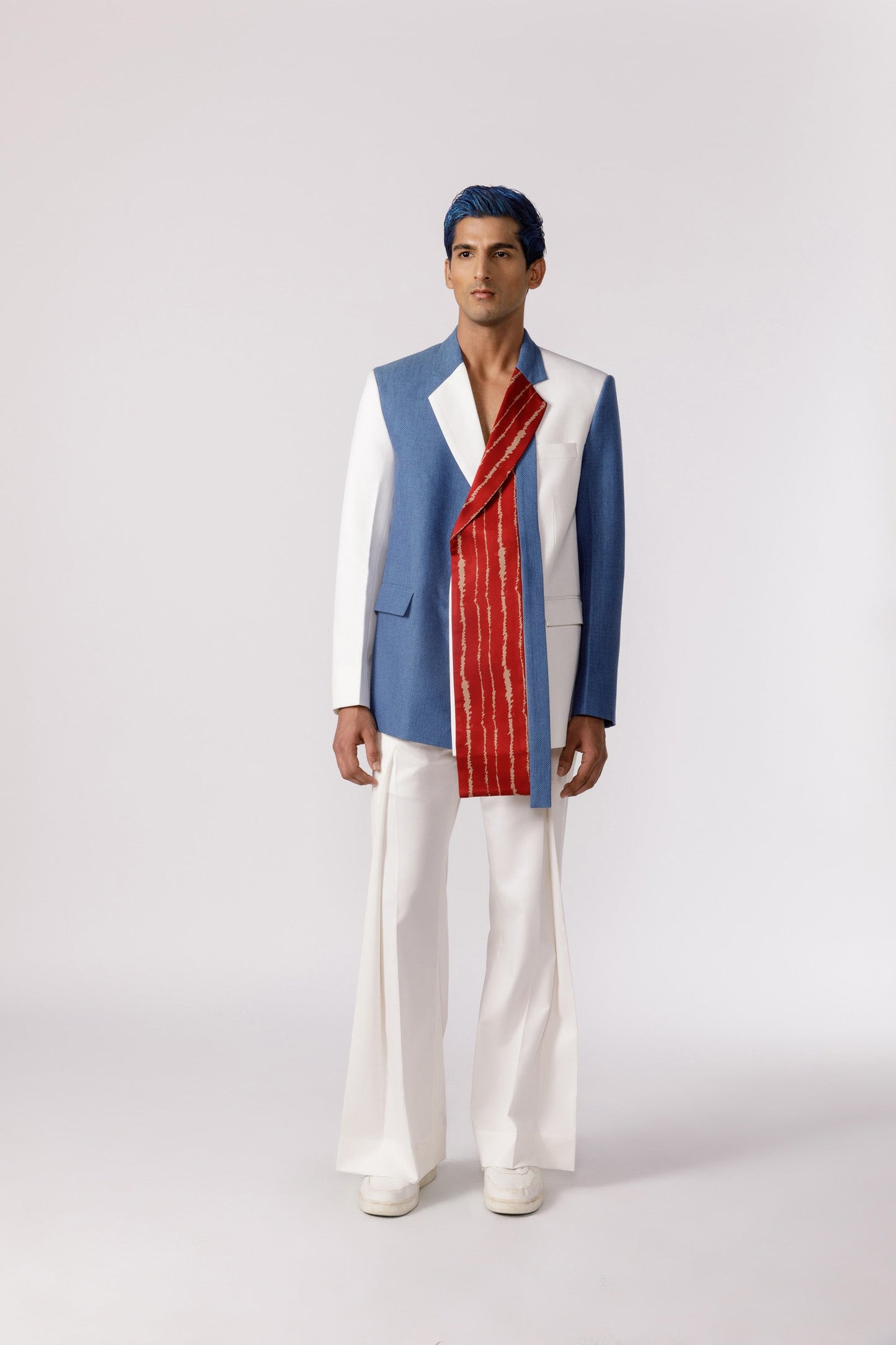Dual textured blazer