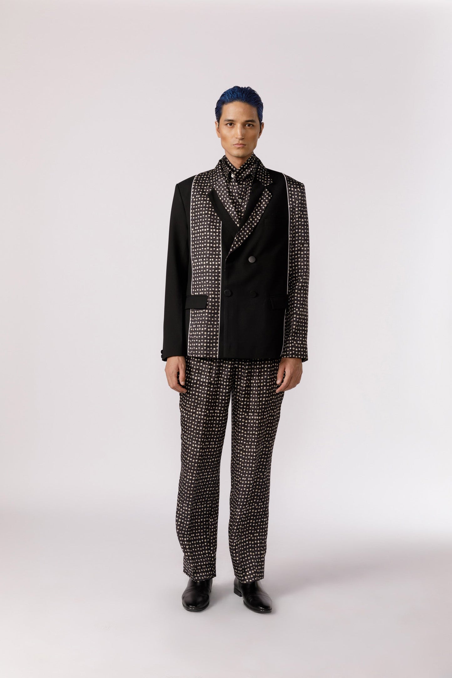Polka panelled blazer