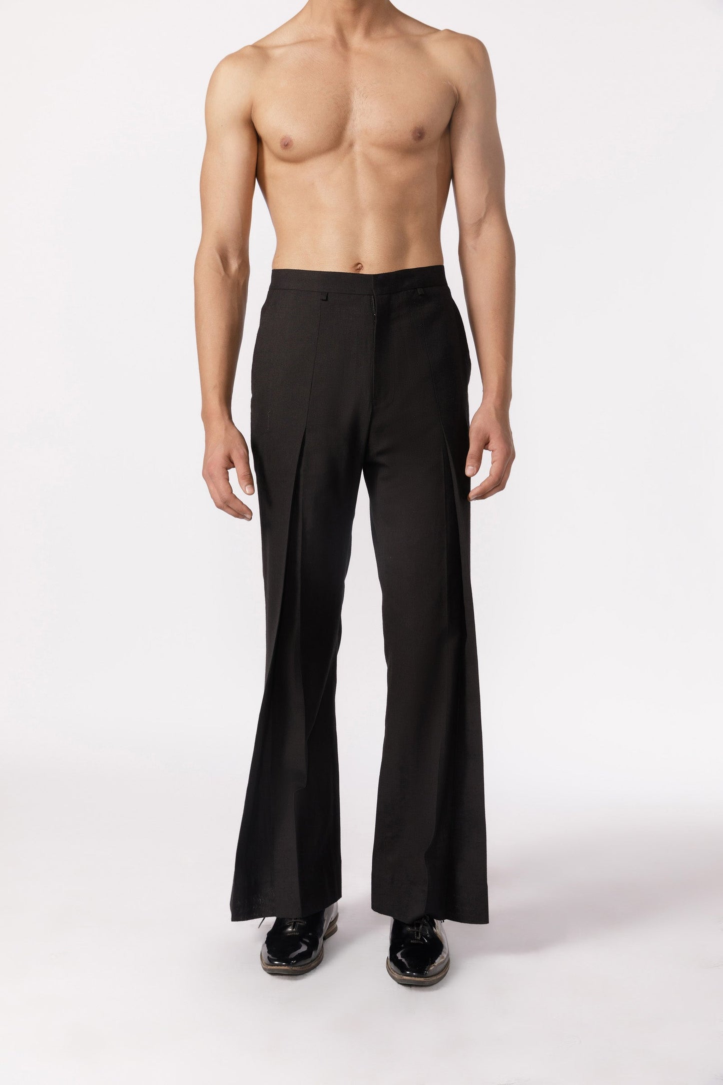 Wide leg pleated pants ( black)