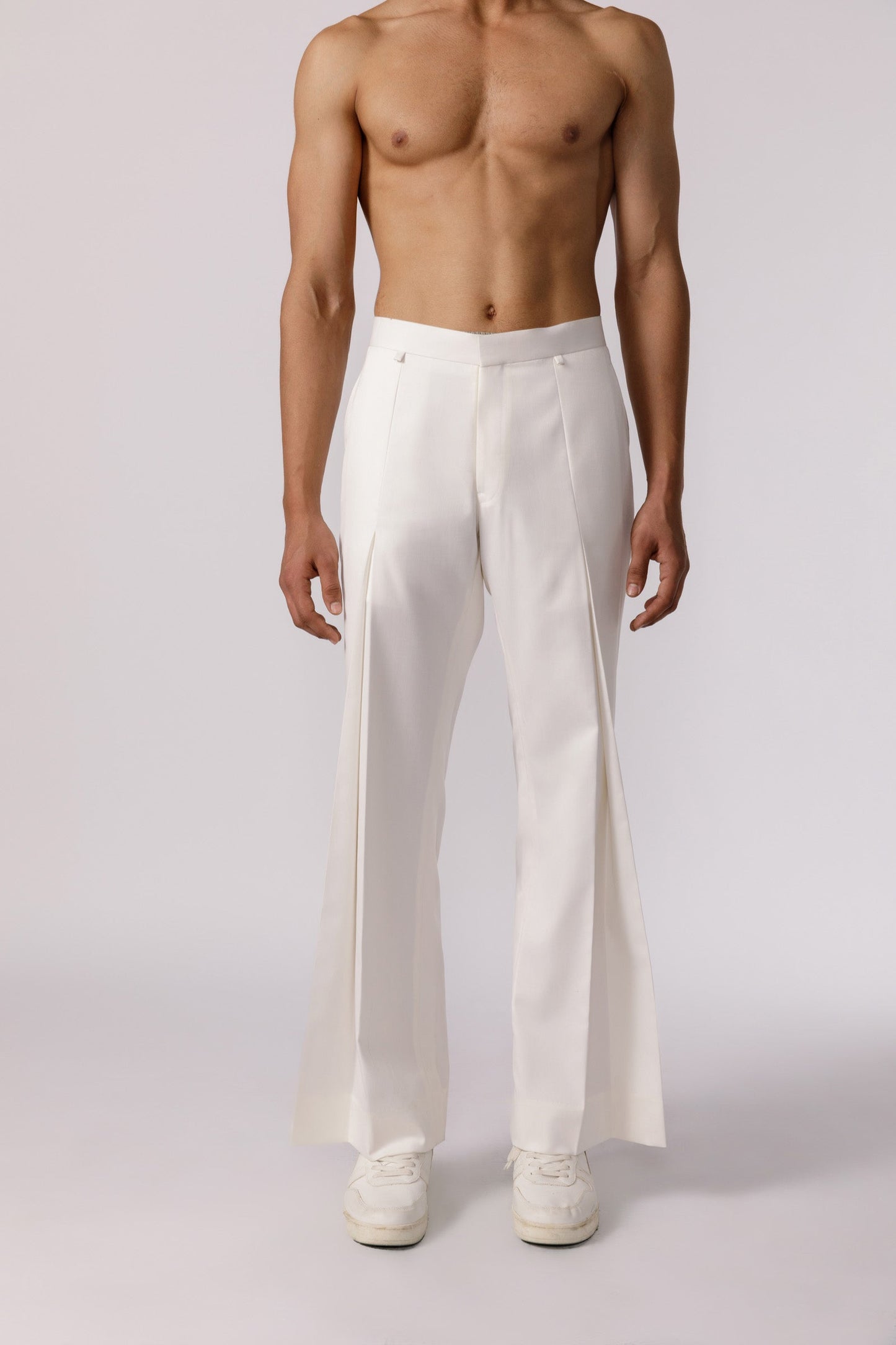 Wide leg pleated pants ( white)