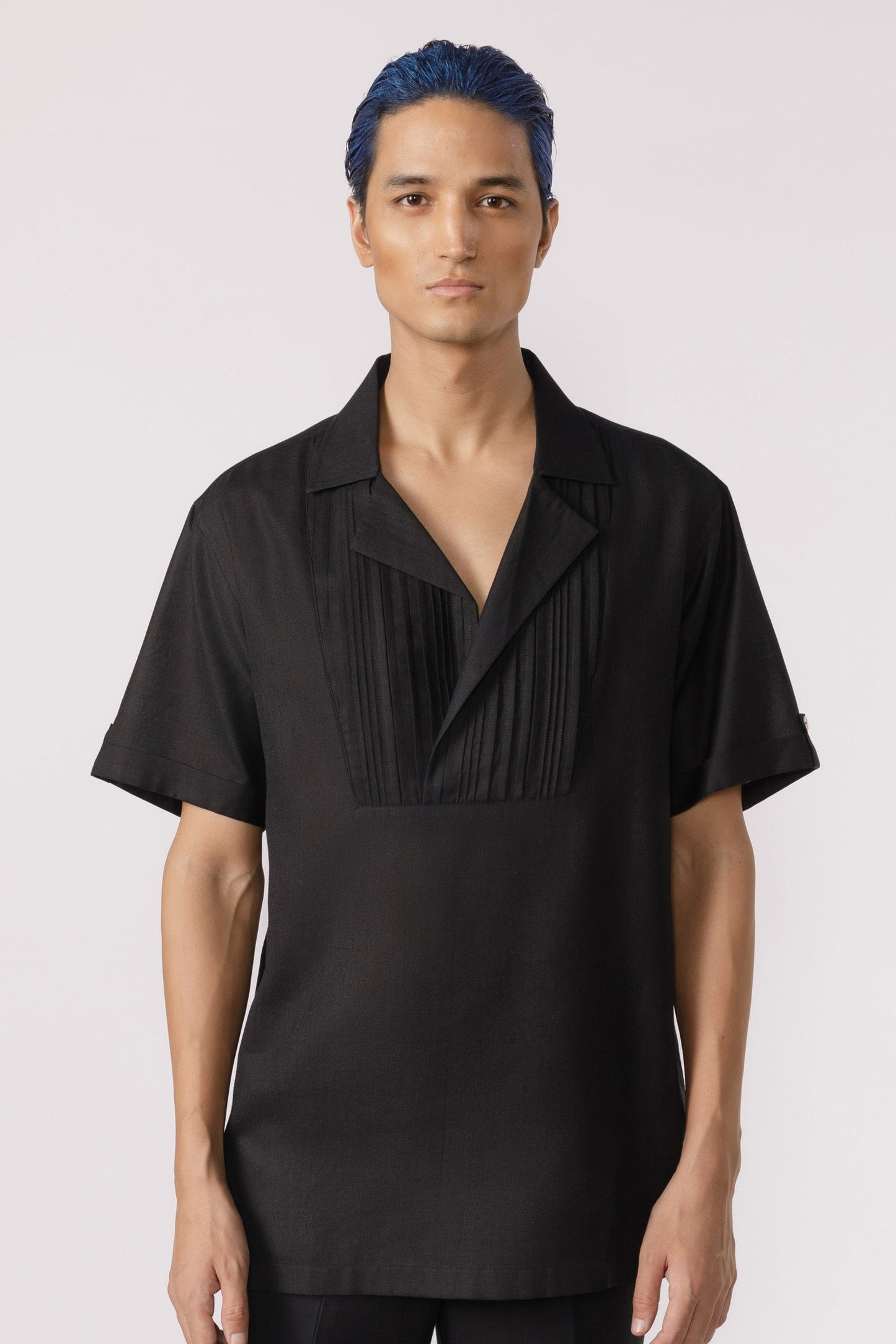 Pleated neckline casual Shirt