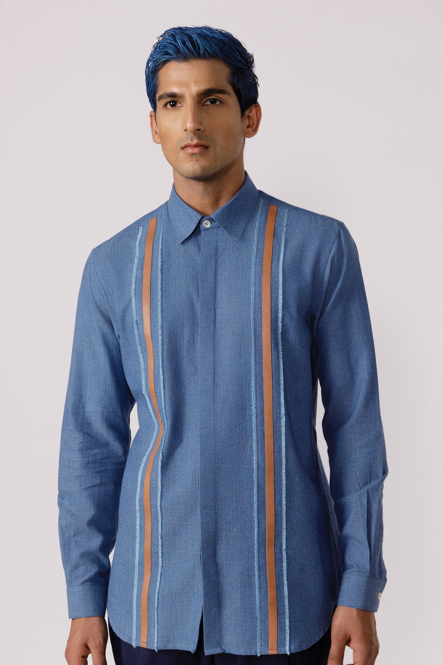 Leather patch accent shirt