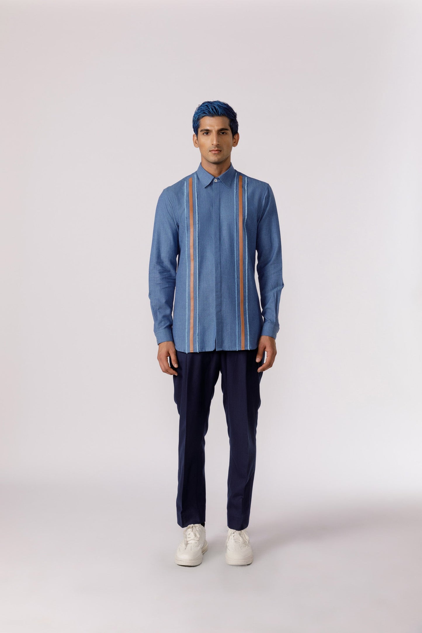 Leather patch accent shirt