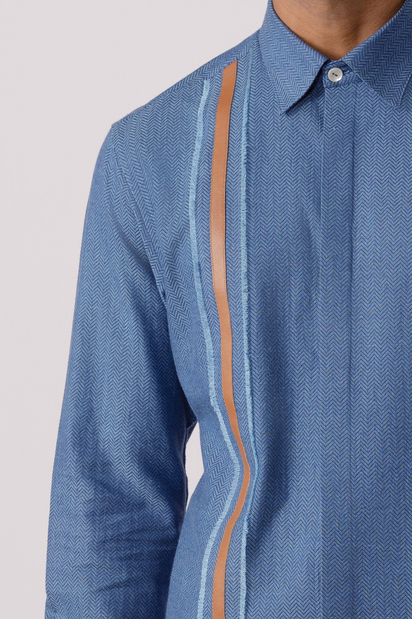 Leather patch accent shirt