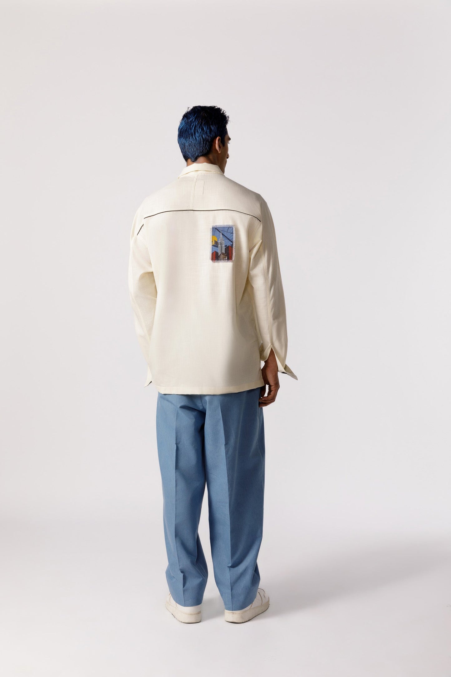 Oversized Patch work shirt(offwhite)