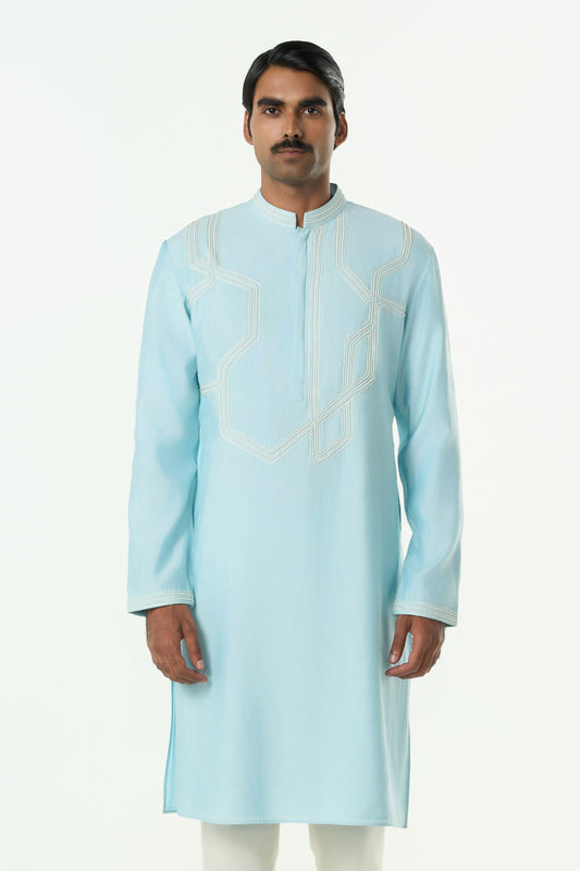 Meta Twist Kurta - Pastel Blue